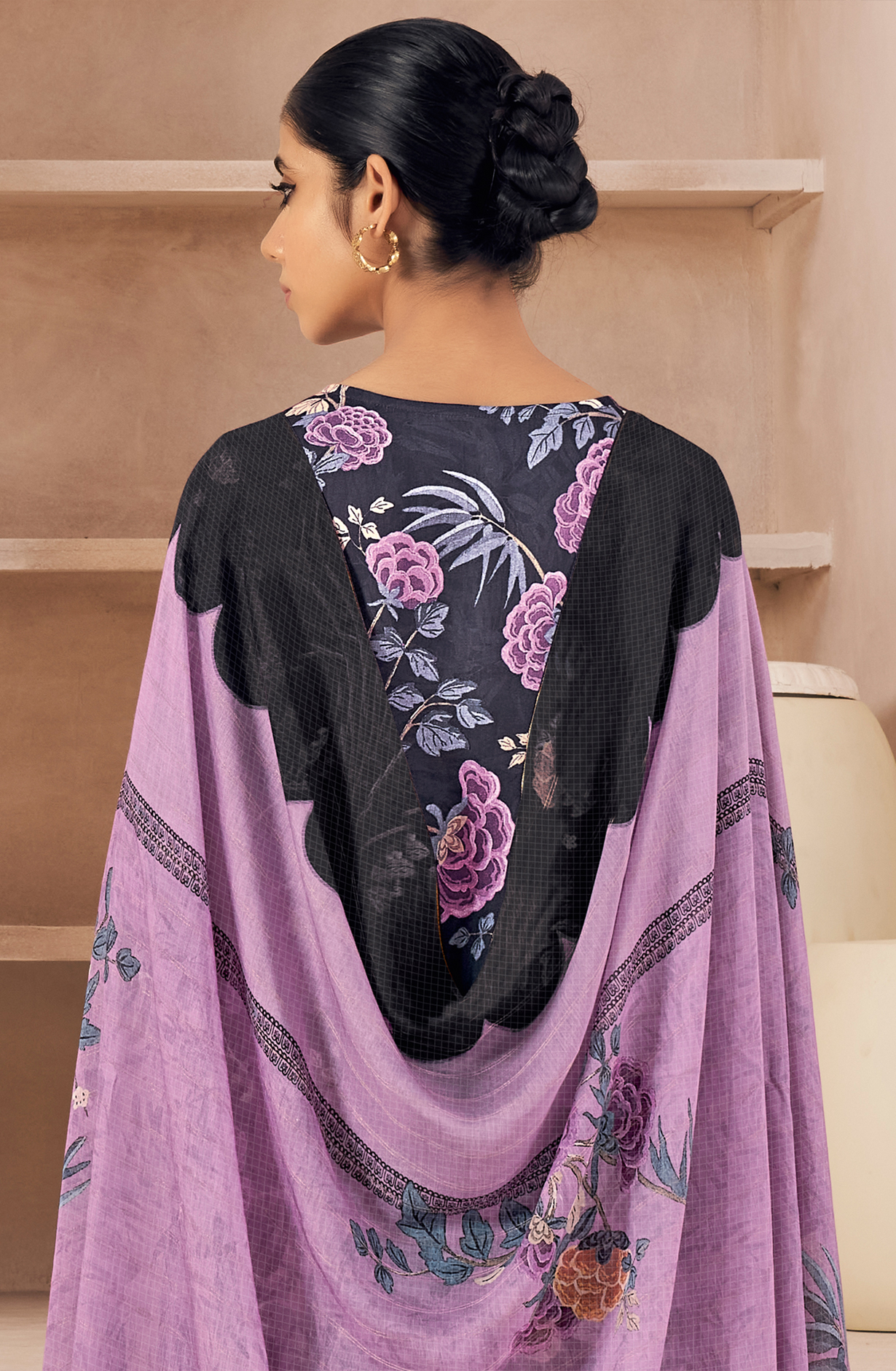 Black Cotton Unstitched Digital Printed Salwar Kameez - SAN566A