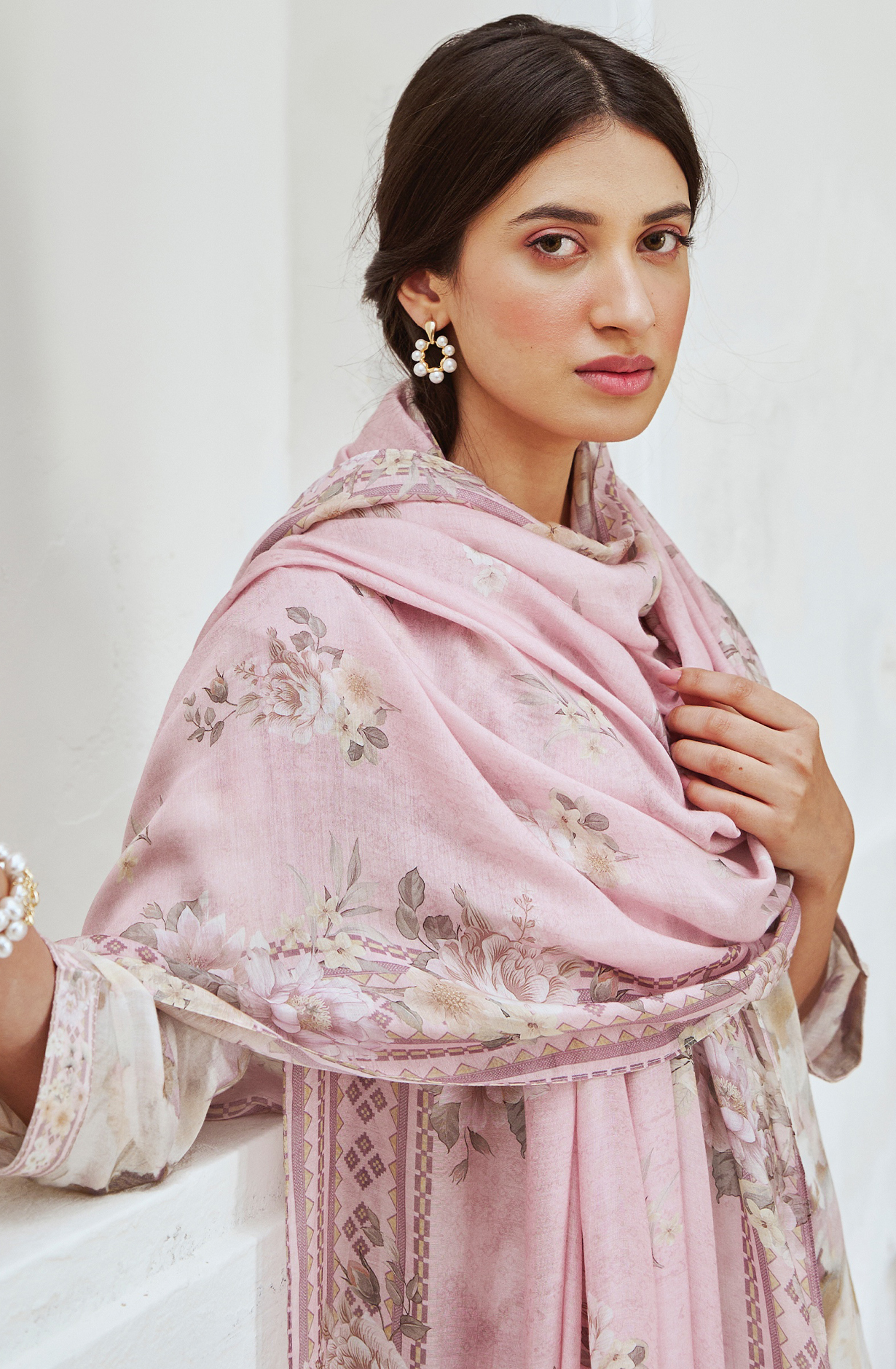 Pink Cotton Suit set with Digital Print with Muslin Dupatta - SAR2207A