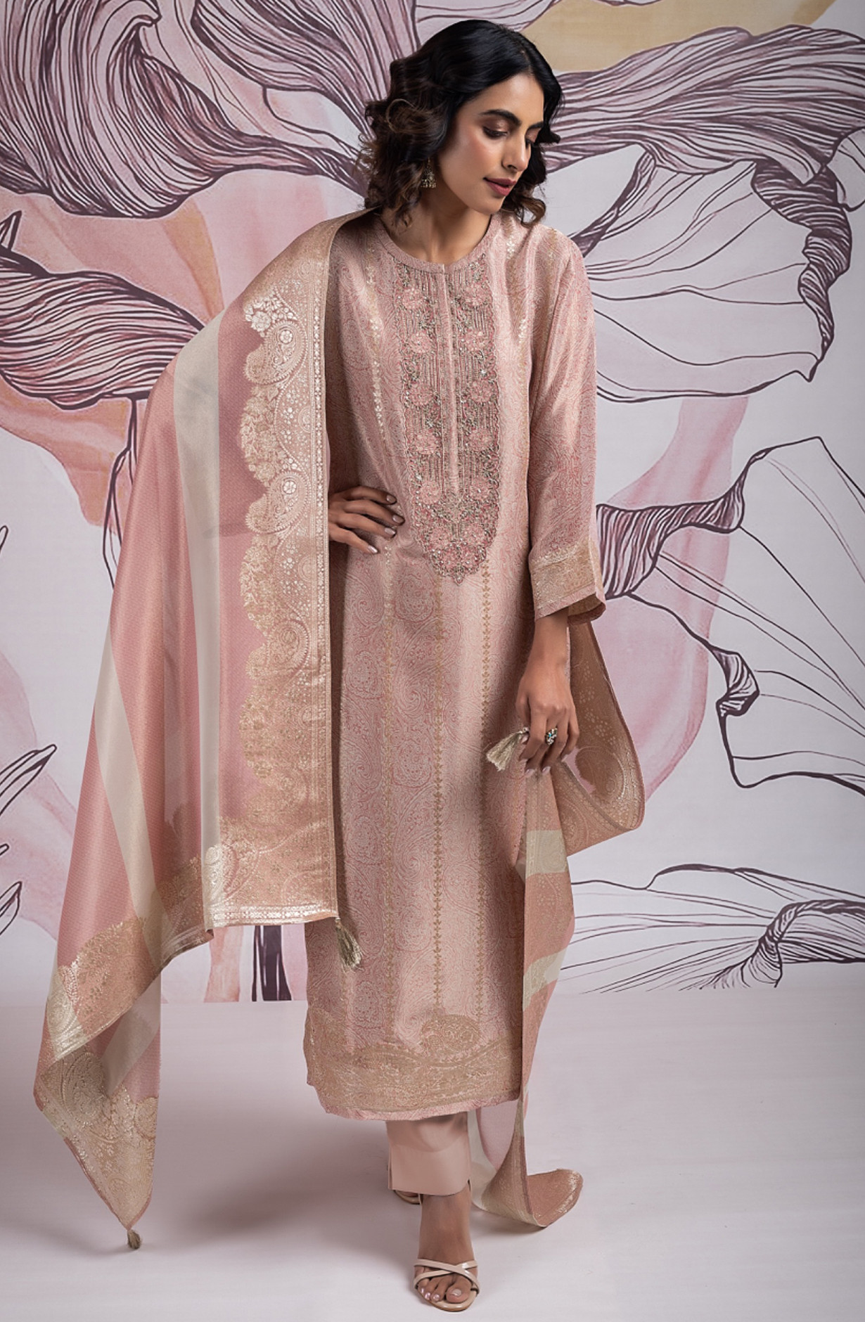 Tissue Jacquard Salwaar Kameez with Dupatta - SAY2382B