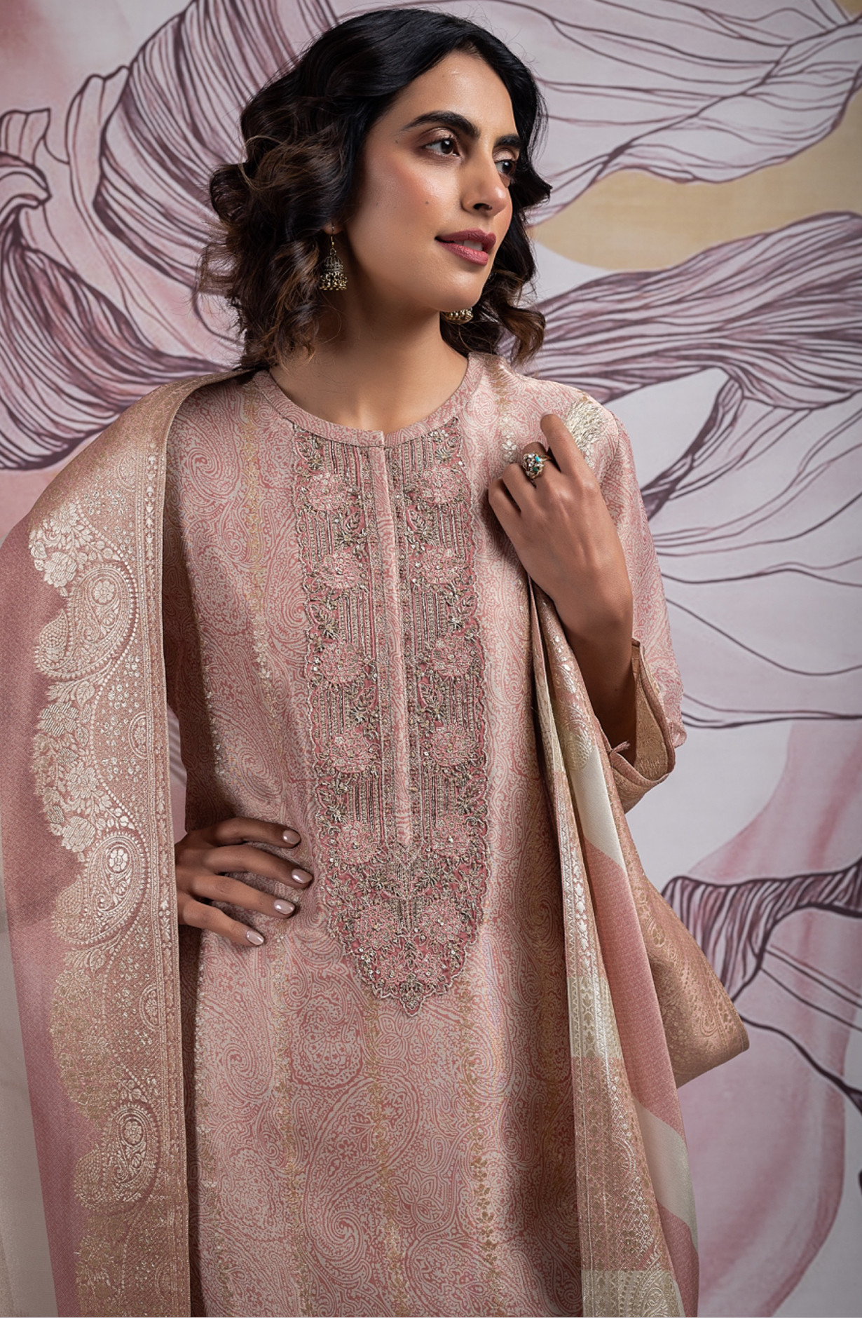 Tissue Jacquard Salwaar Kameez with Dupatta - SAY2382B