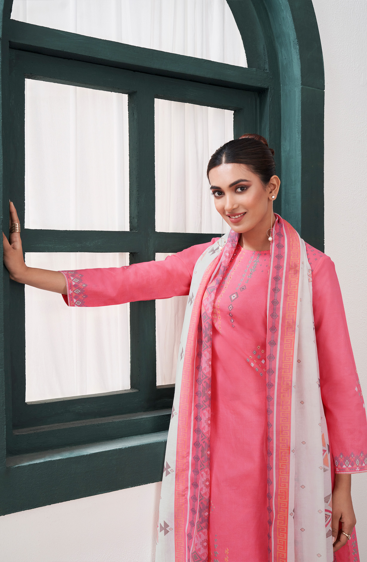 Pink Cotton Digital Printed Unstitched Salwar Suit-sets - SEH642