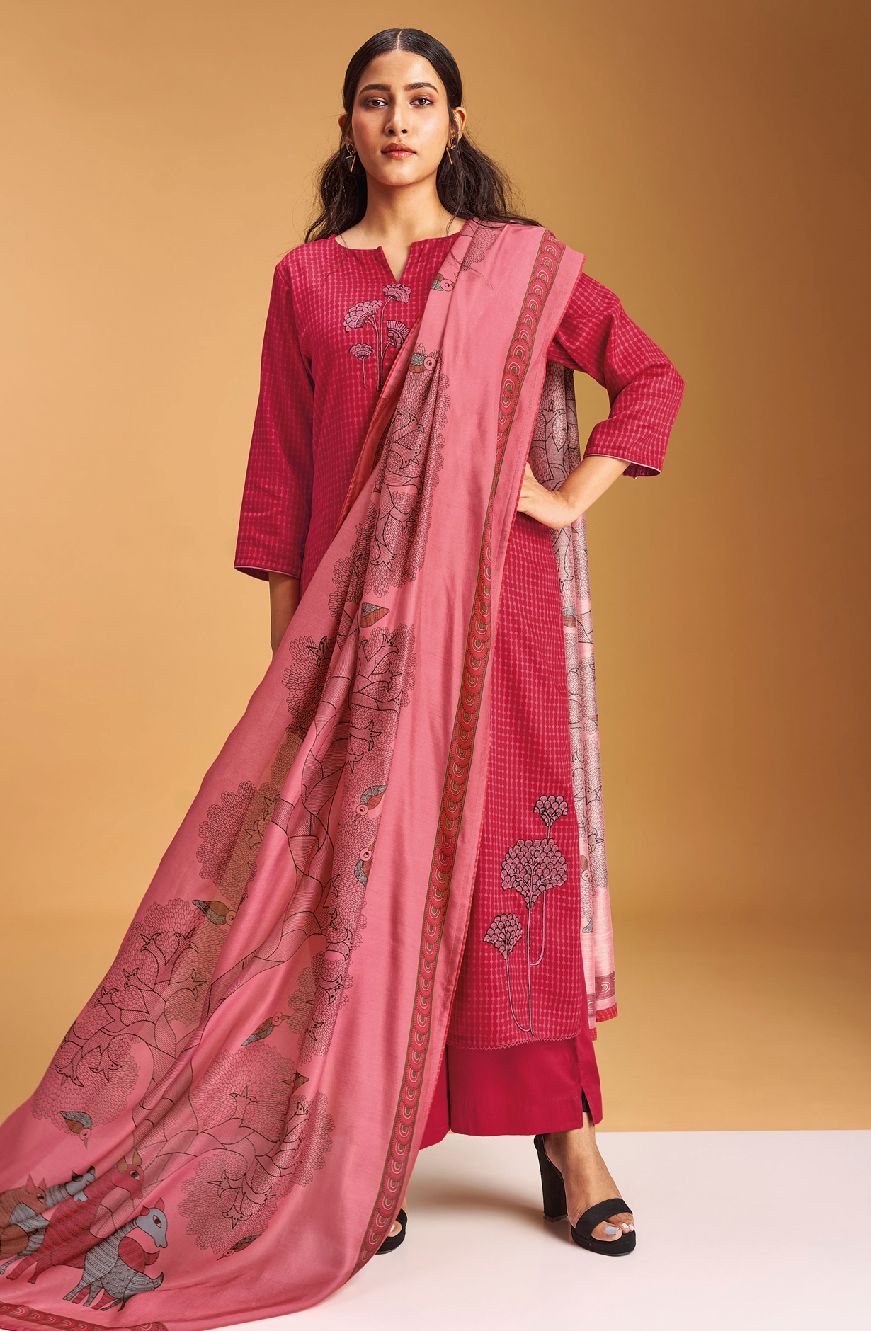 Coral Pashmina Winter Unstitched Salwar Kameez - SEOS2005A