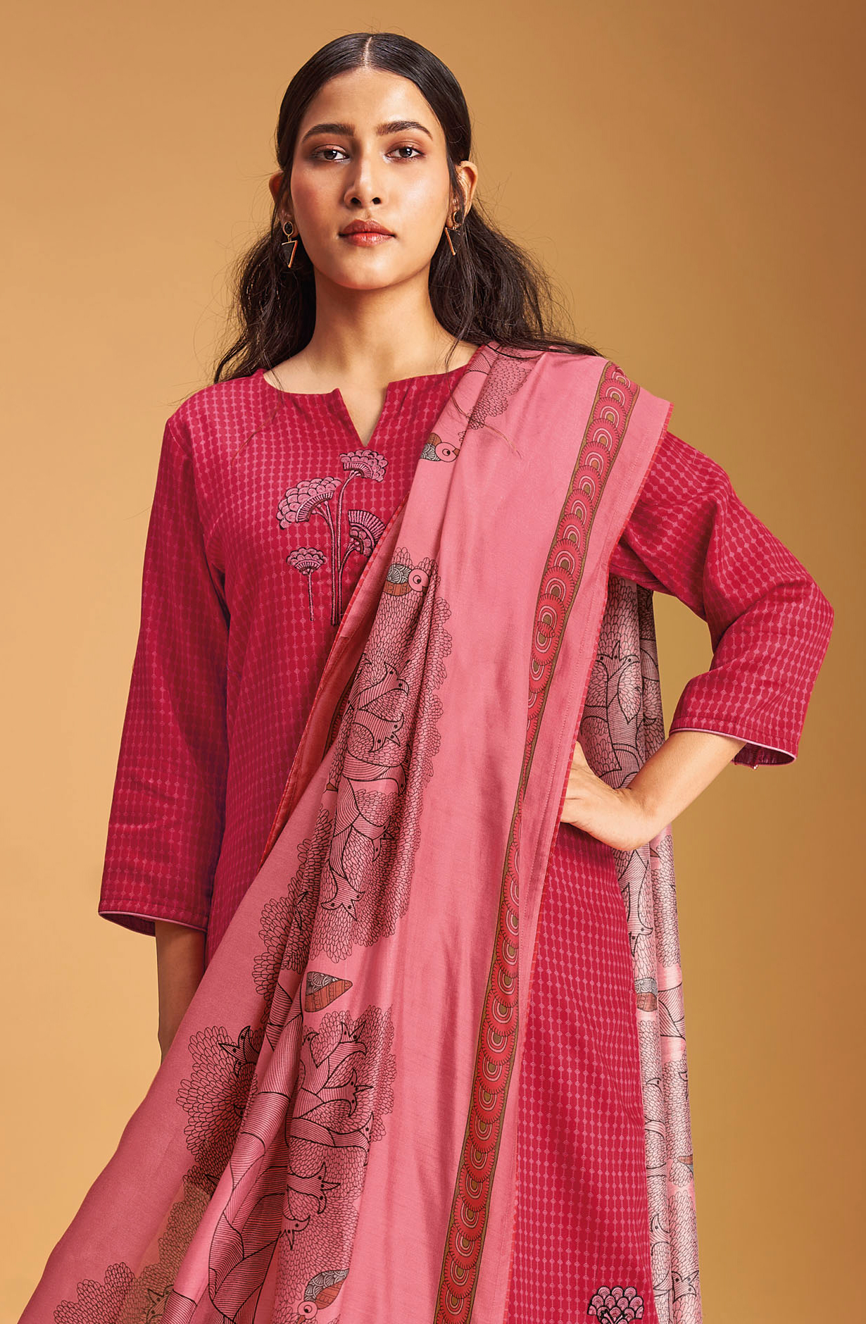 Coral Pashmina Winter Unstitched Salwar Kameez - SEOS2005A