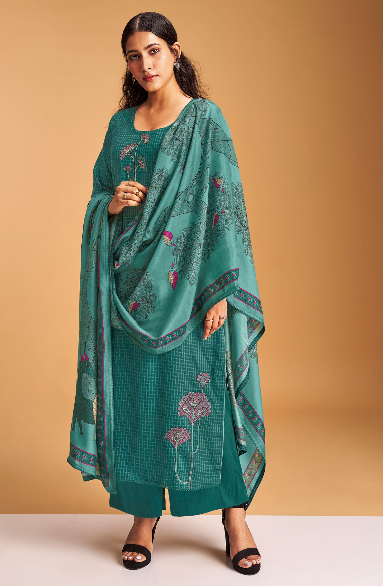 Firozi Pashmina Winter Unstitched Salwar Kameez - SEOS2005C