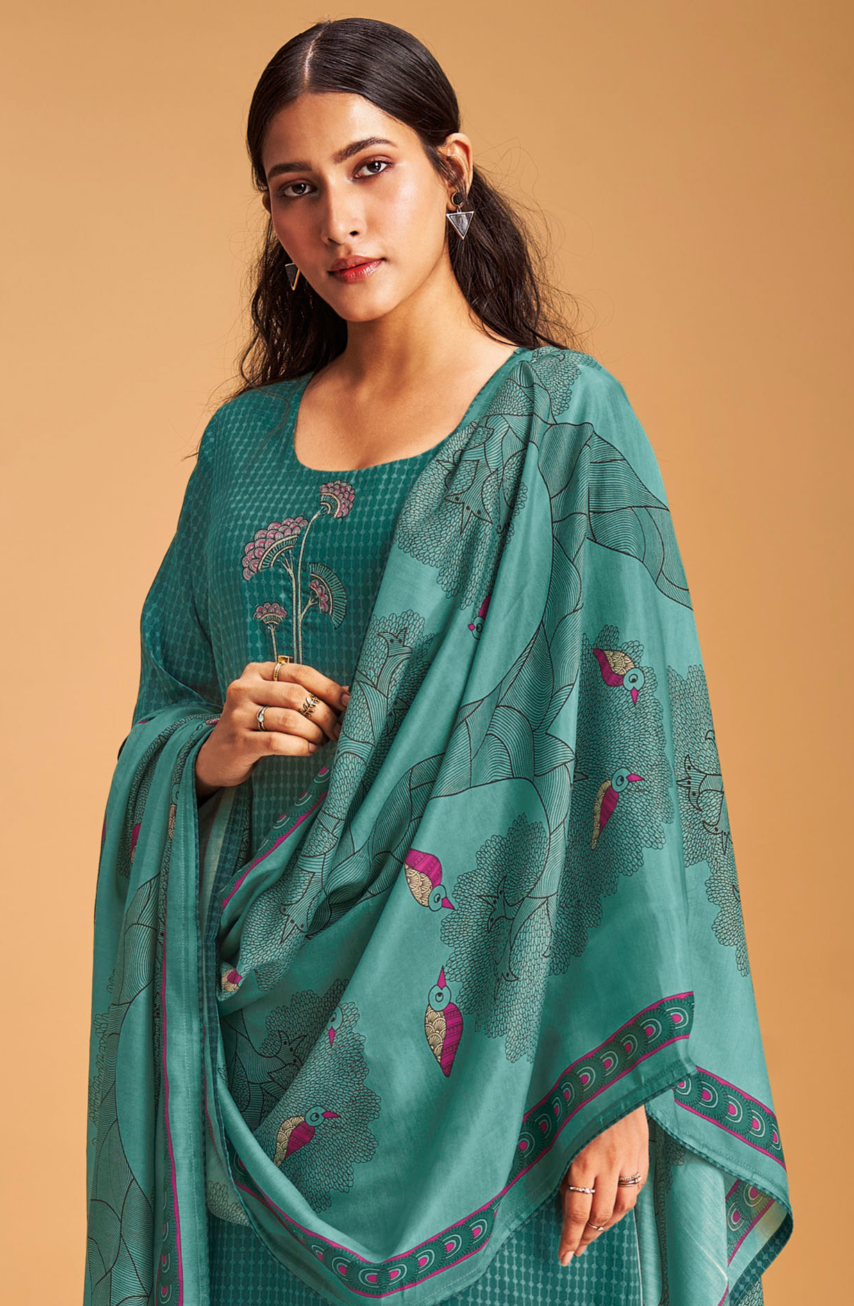 Firozi Pashmina Winter Unstitched Salwar Kameez - SEOS2005C