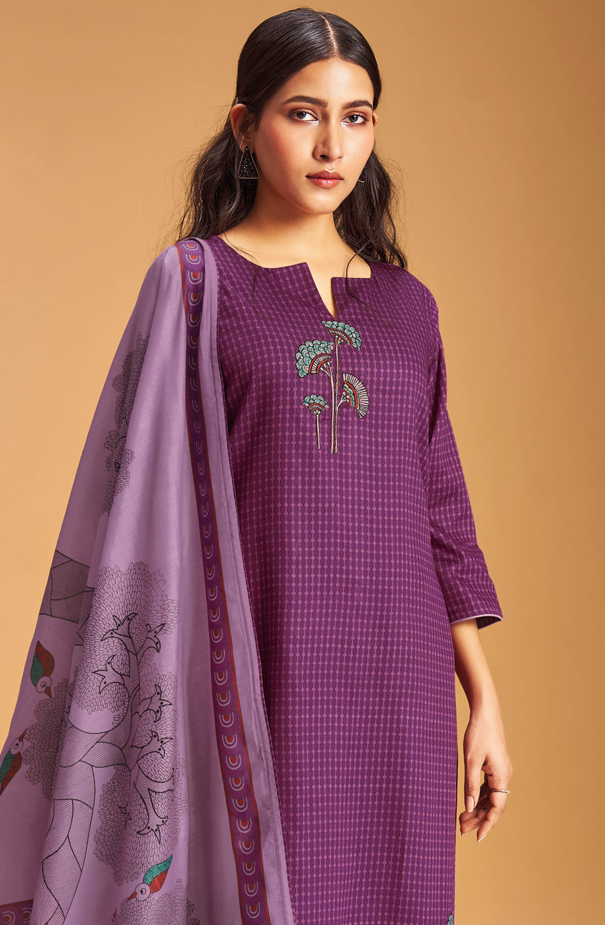 Purple Pashmina Winter Unstitched Salwar Kameez - SEOS2005D