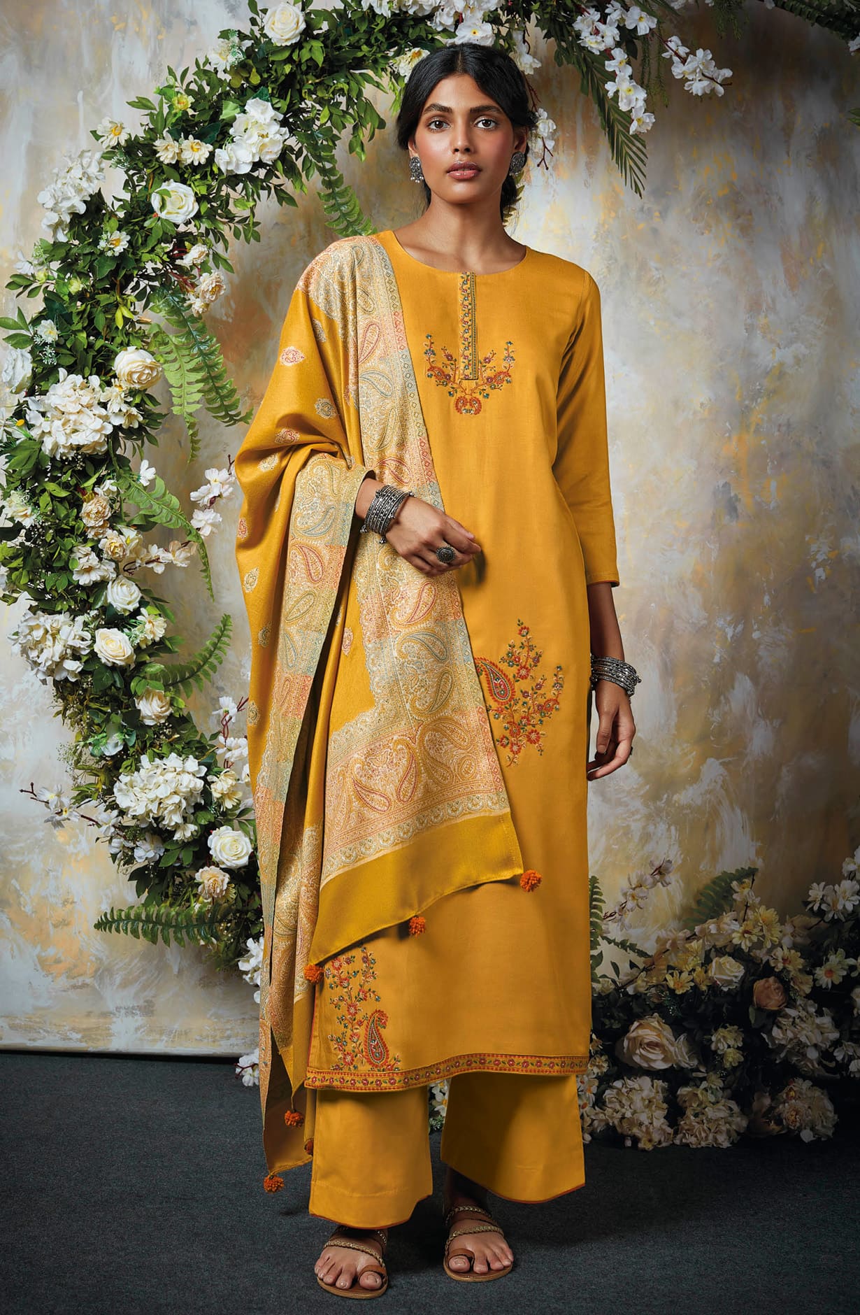 Mustard Spun Winterwear Unstitched Salwar Suit - SEPC1226