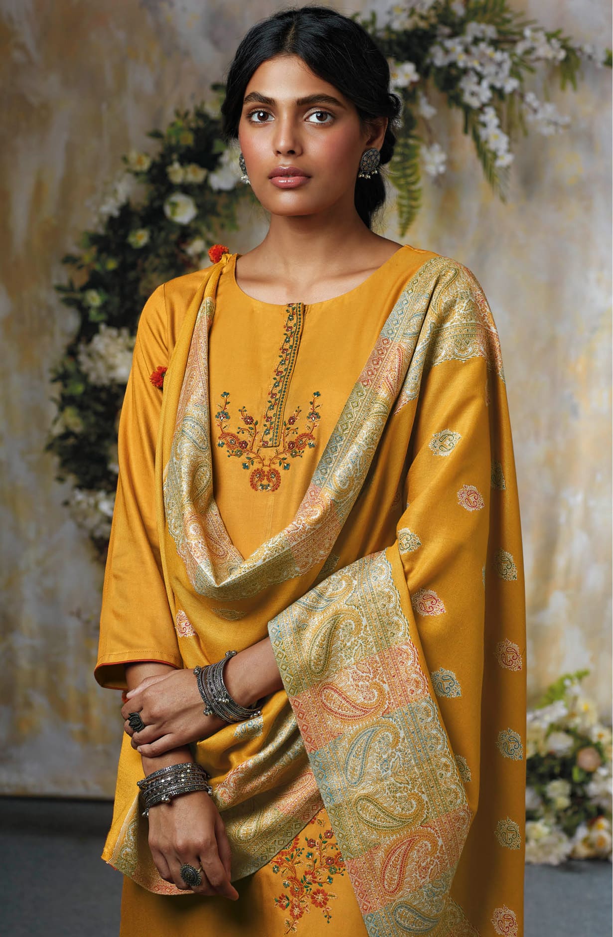 Mustard Spun Winterwear Unstitched Salwar Suit - SEPC1226
