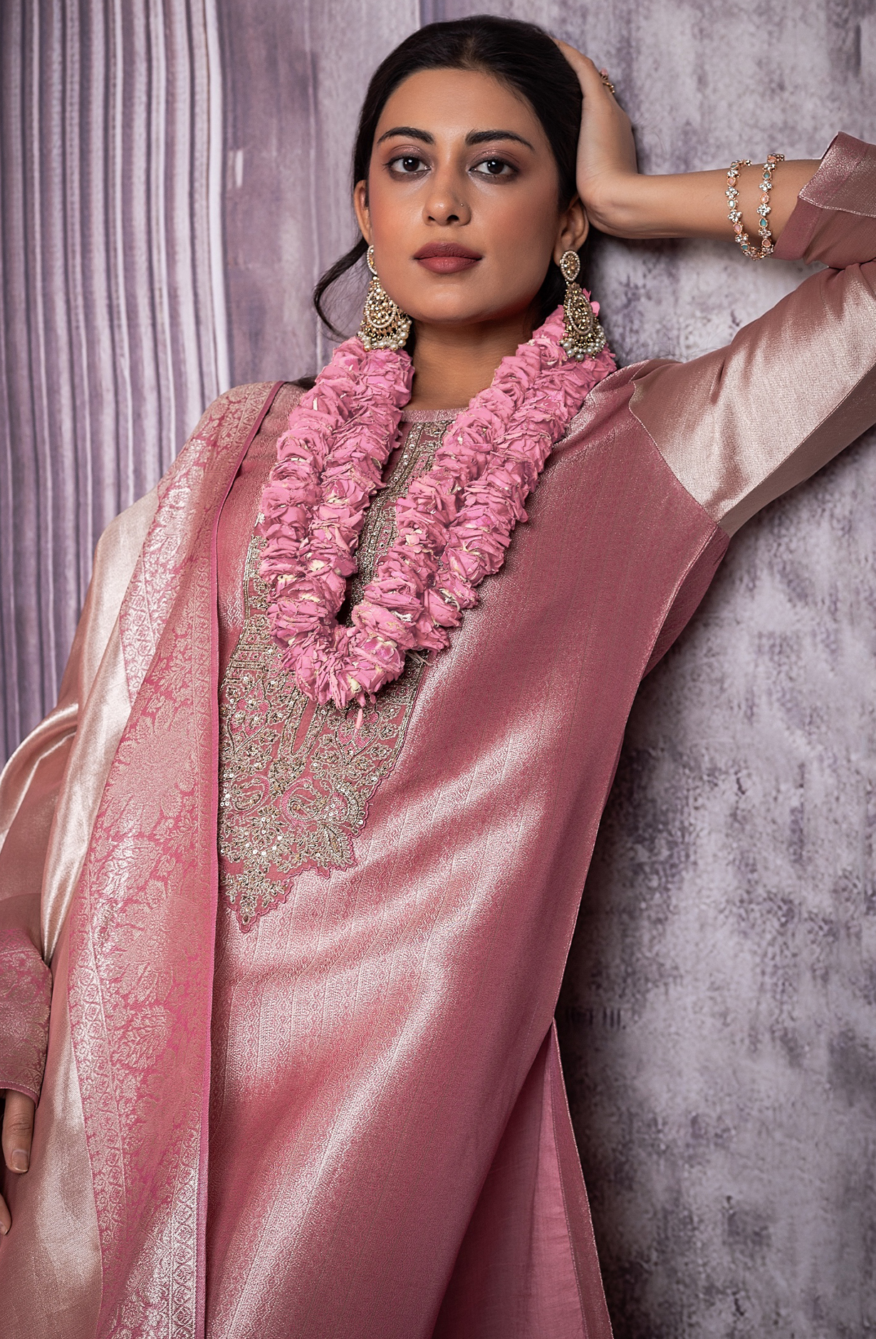 Pink Green Pure Silk Salwaar Kameez with Beautiful Dupatta - SHA2272B