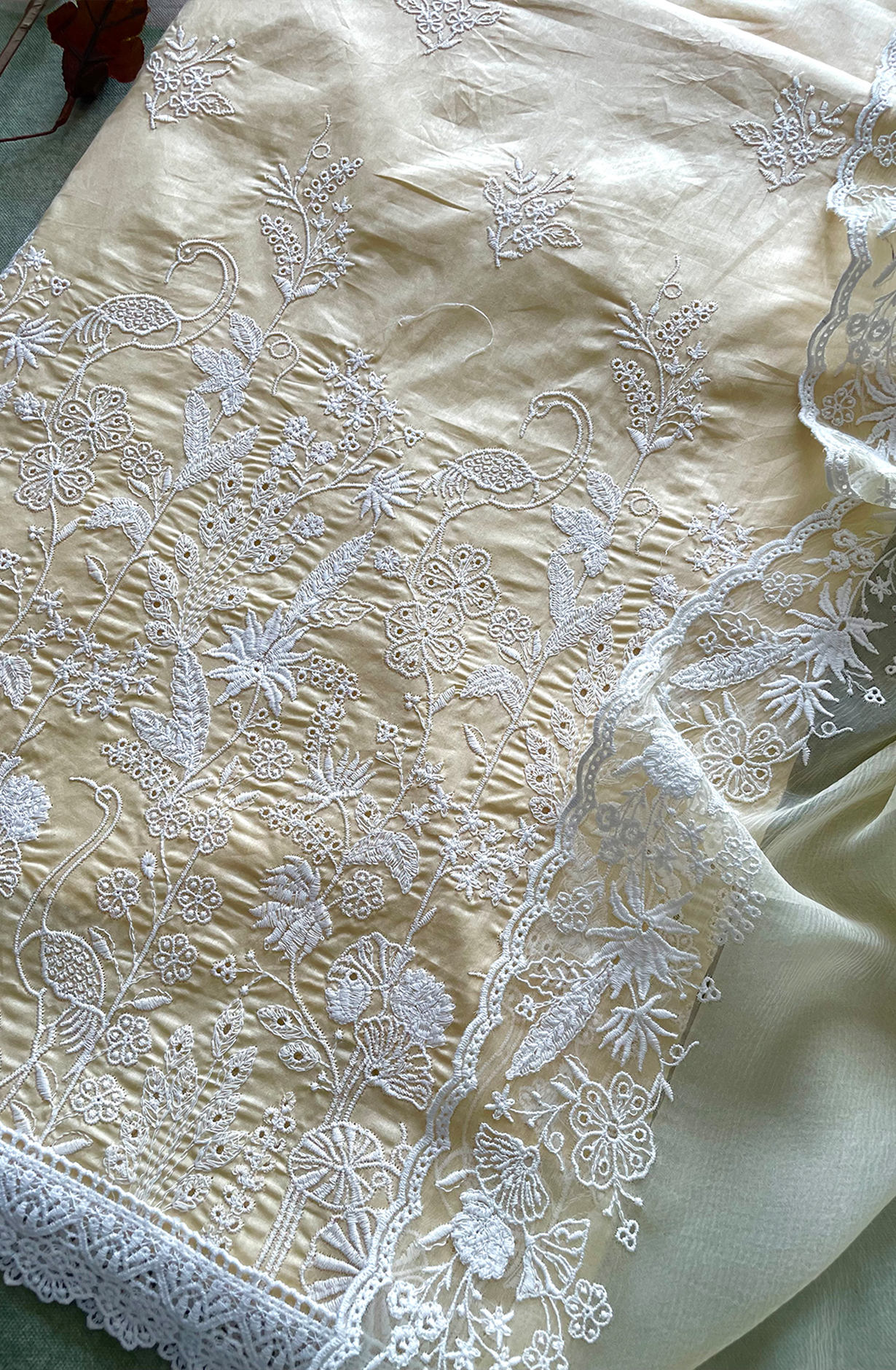 Yellow Exclusive Cotton Unstitched Embroidered Salwar Kameez with Chiffon Dupatta - SHI2250C