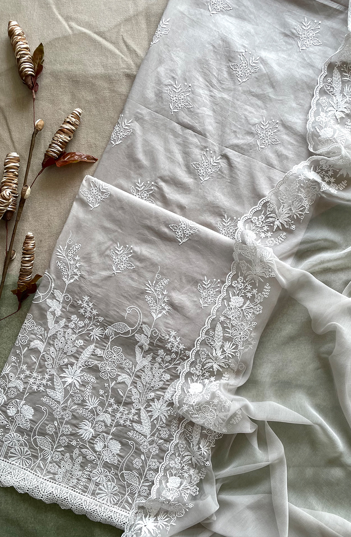 Grey Exclusive Cotton Unstitched Embroidered Salwar Kameez with Chiffon Dupatta - SHI2250D