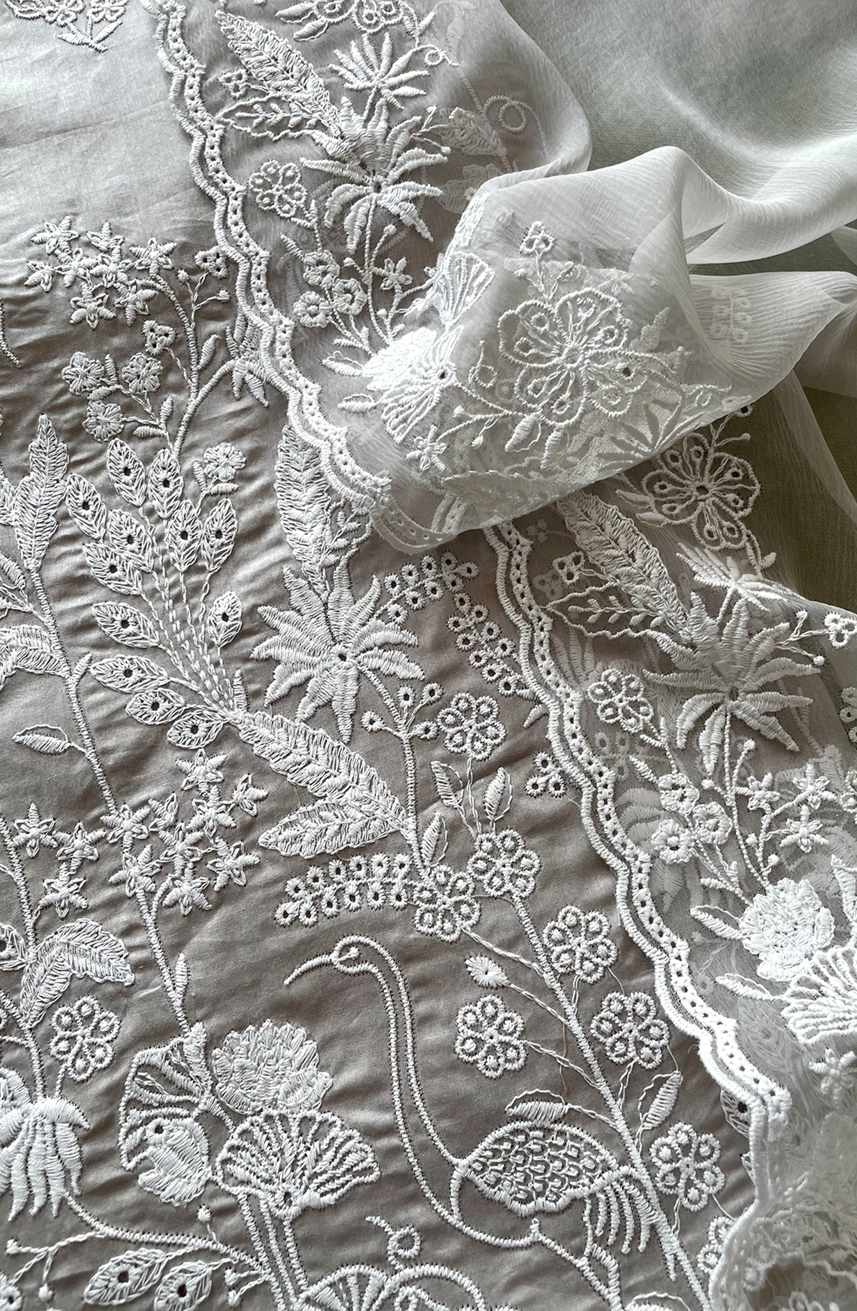 Grey Exclusive Cotton Unstitched Embroidered Salwar Kameez with Chiffon Dupatta - SHI2250D