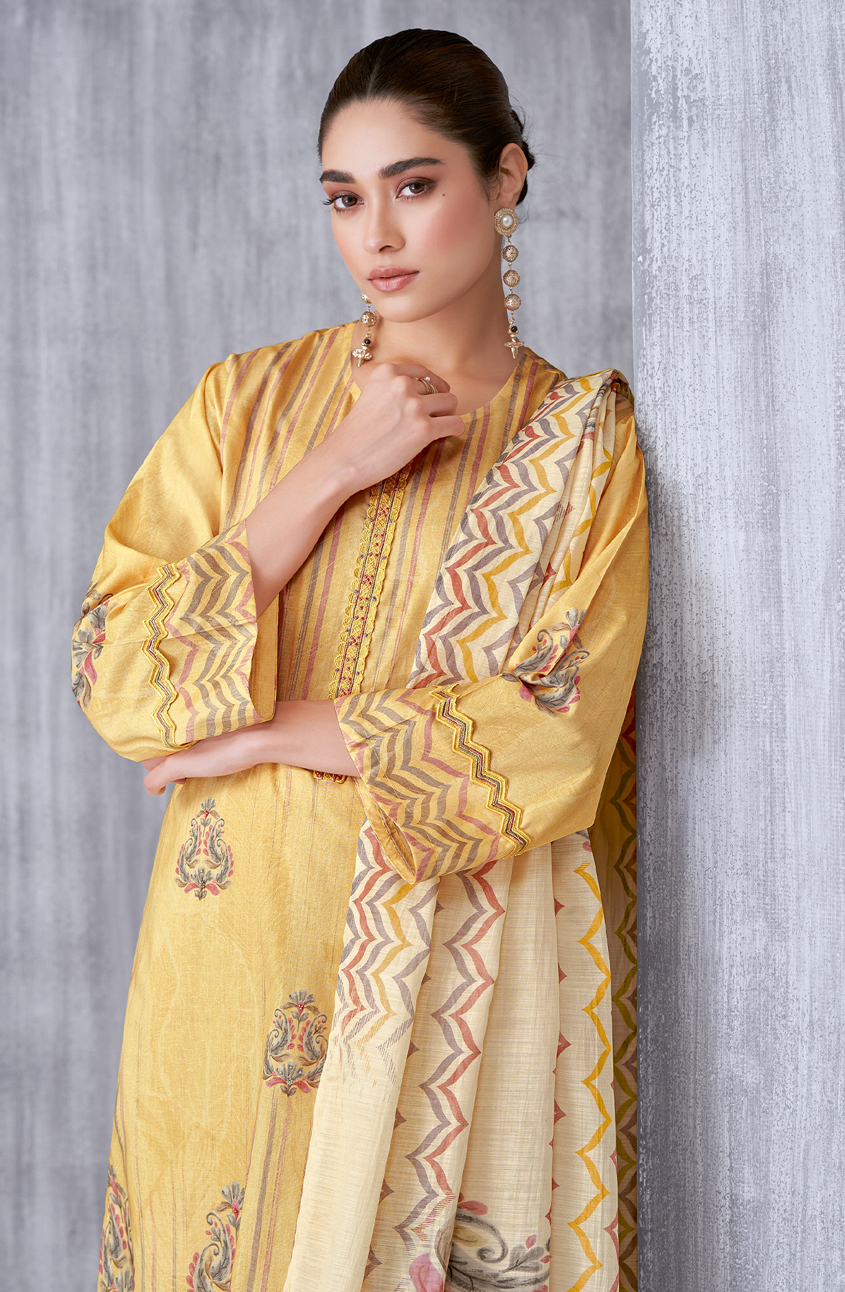 Yellow Cotton Digital Printed Unstitched Salwar Kameez - SIL1284