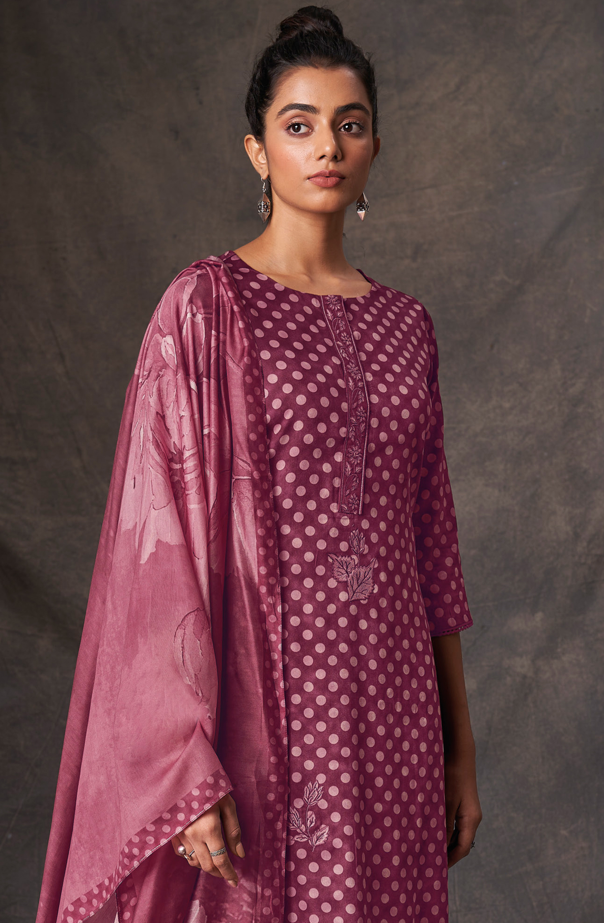 Magenta Pashmina Winter Unstitched Salwar Kameez - SILS2013B