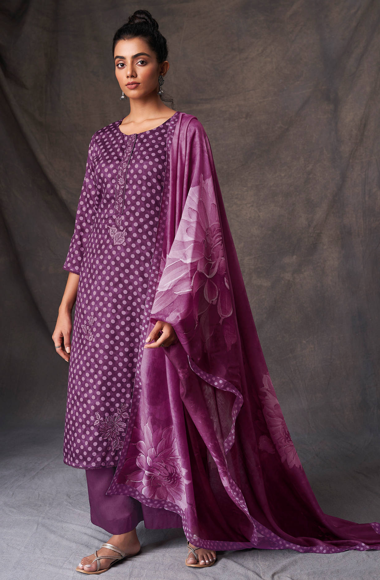 Purple Pashmina Winter Unstitched Salwar Kameez - SILS2013C