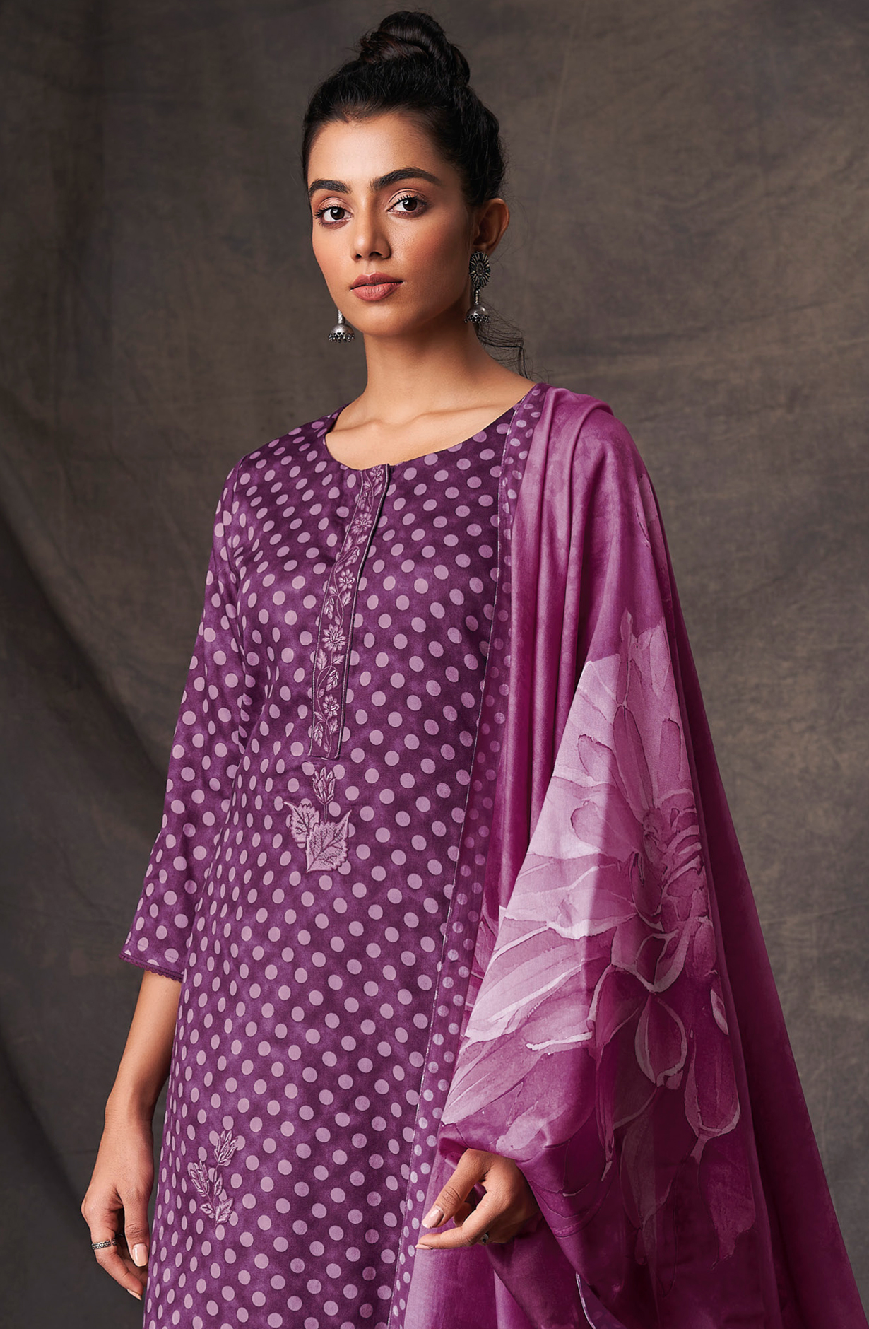 Purple Pashmina Winter Unstitched Salwar Kameez - SILS2013C