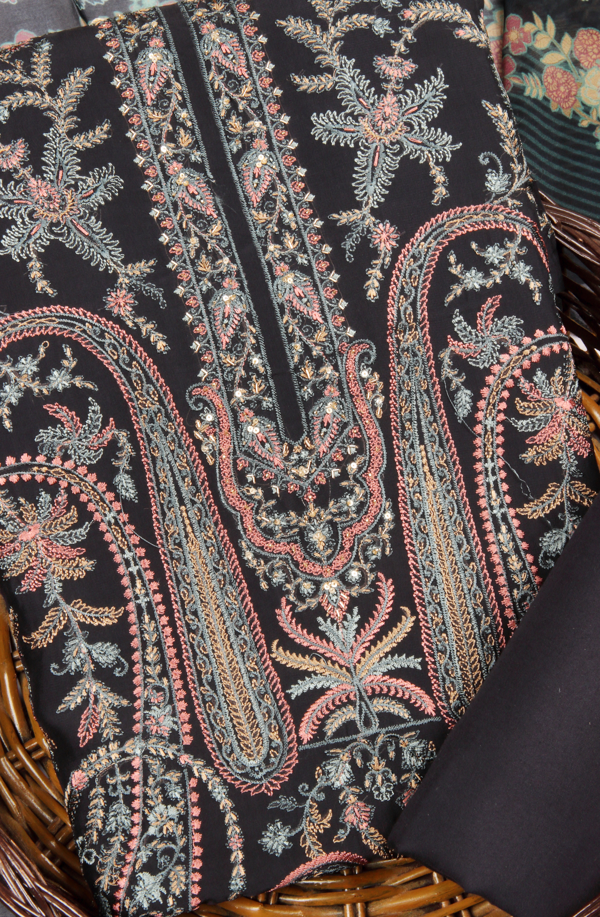 Blue Designer Organza Unstitched Salwar Kameez - SMPL-08