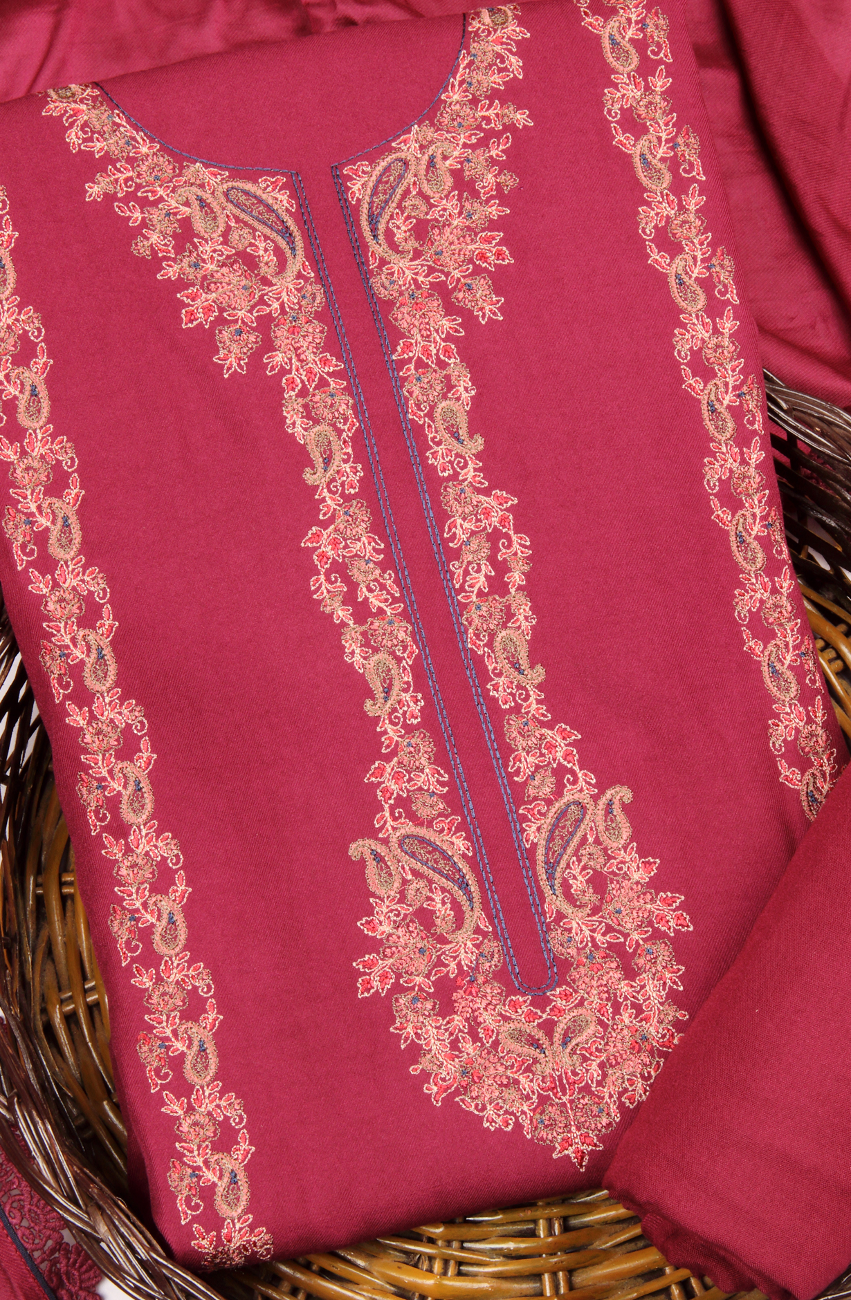 Magenta Pashmina Winter Wear Unstitched Salwar Suit - SMPL-10