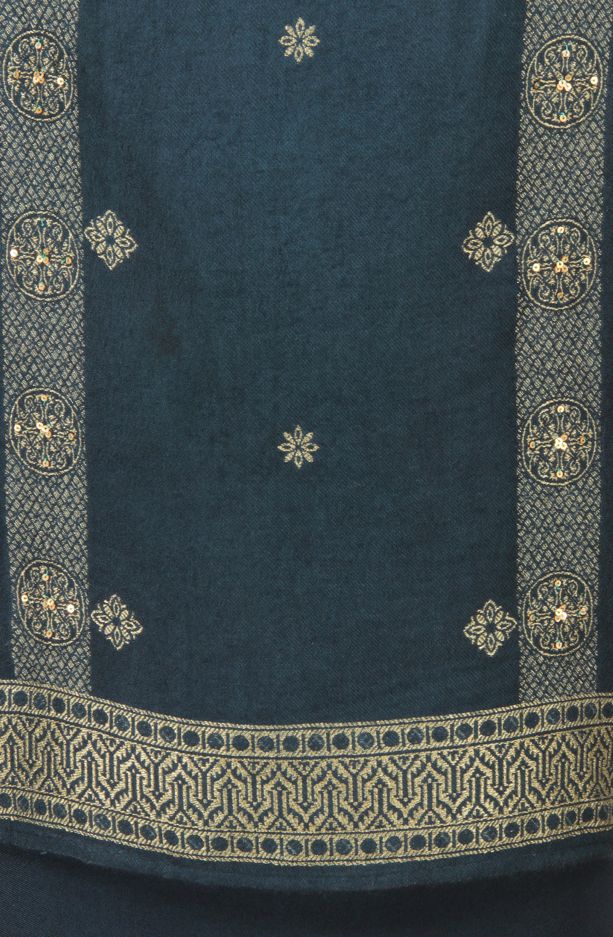 Teal Pashmina Winter Wear Unstitched Salwar Suit - SMPL-12