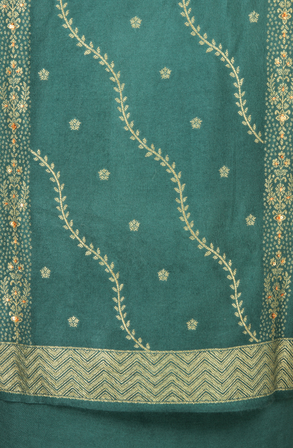 Green Pashmina Winter Wear Unstitched Salwar Suit - SMPL-17
