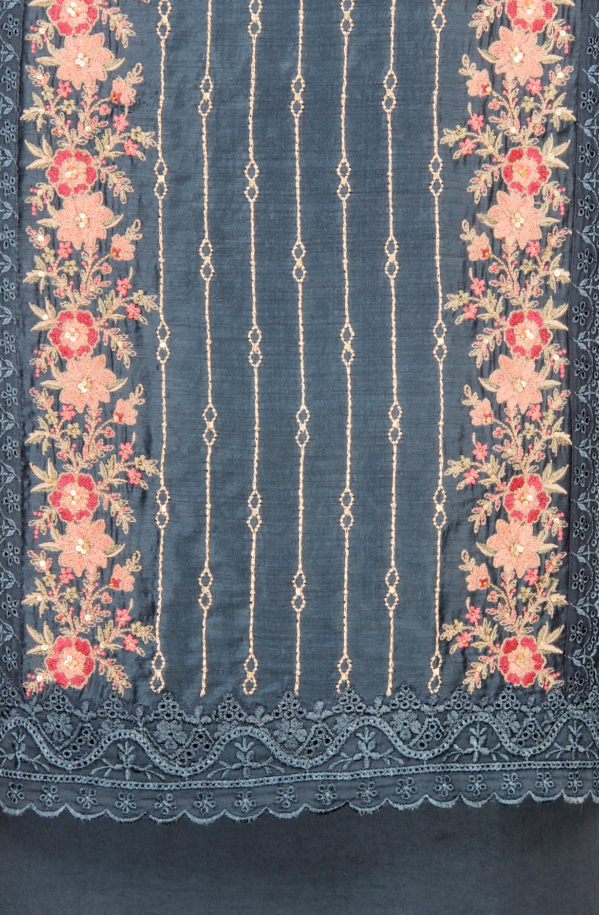 Teal Designer Muslin Unstitched Salwar Kameez - SMPL-23