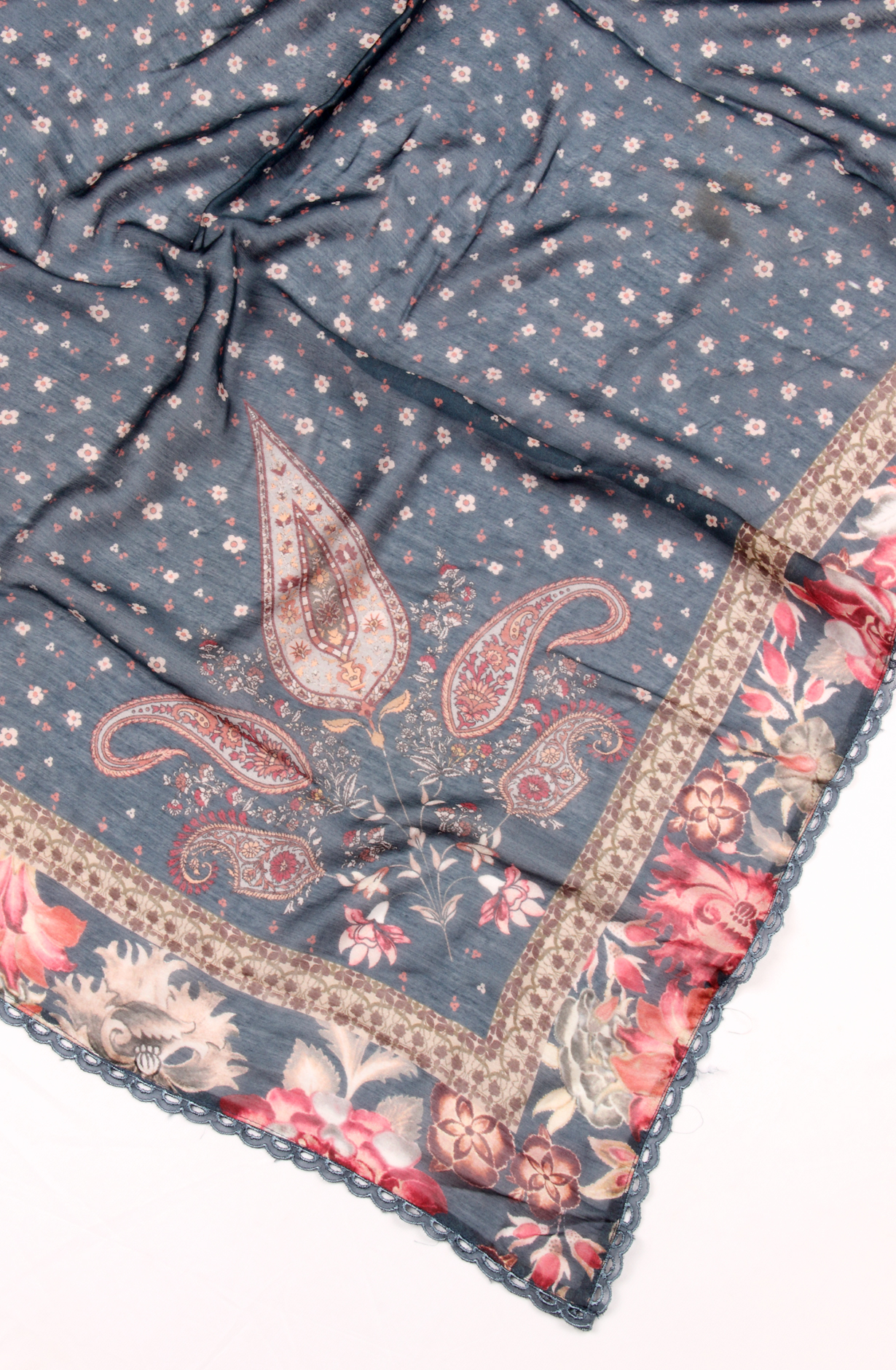 Teal Designer Muslin Unstitched Salwar Kameez - SMPL-23