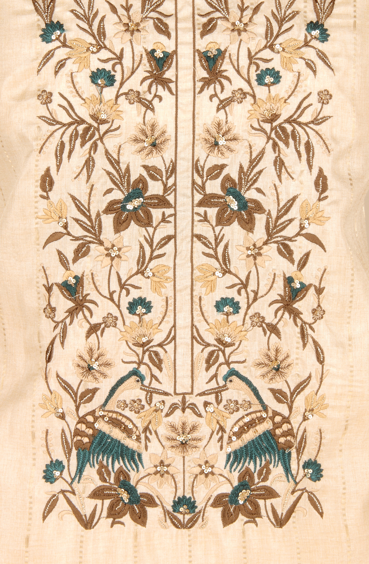 Cream Tussar Silk Winter Wear Unstitched Salwar Suit - SMPL-30