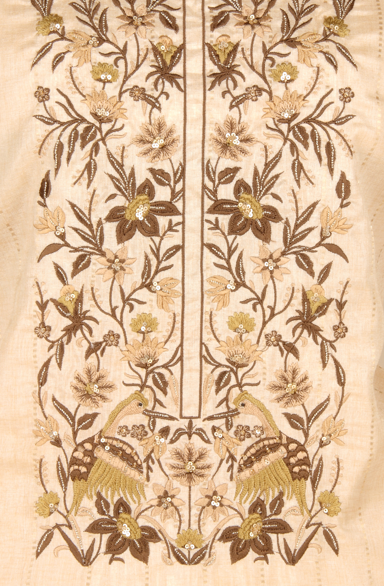 Cream Tussar Silk Winter Wear Unstitched Salwar Suit - SMPL-30A