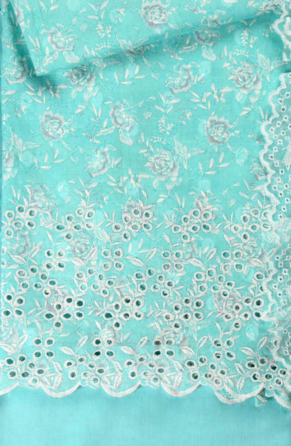 Firozi Cotton Digital Printed with Embroidery Suit with Chiffon Dupatta - SOCPIM13B