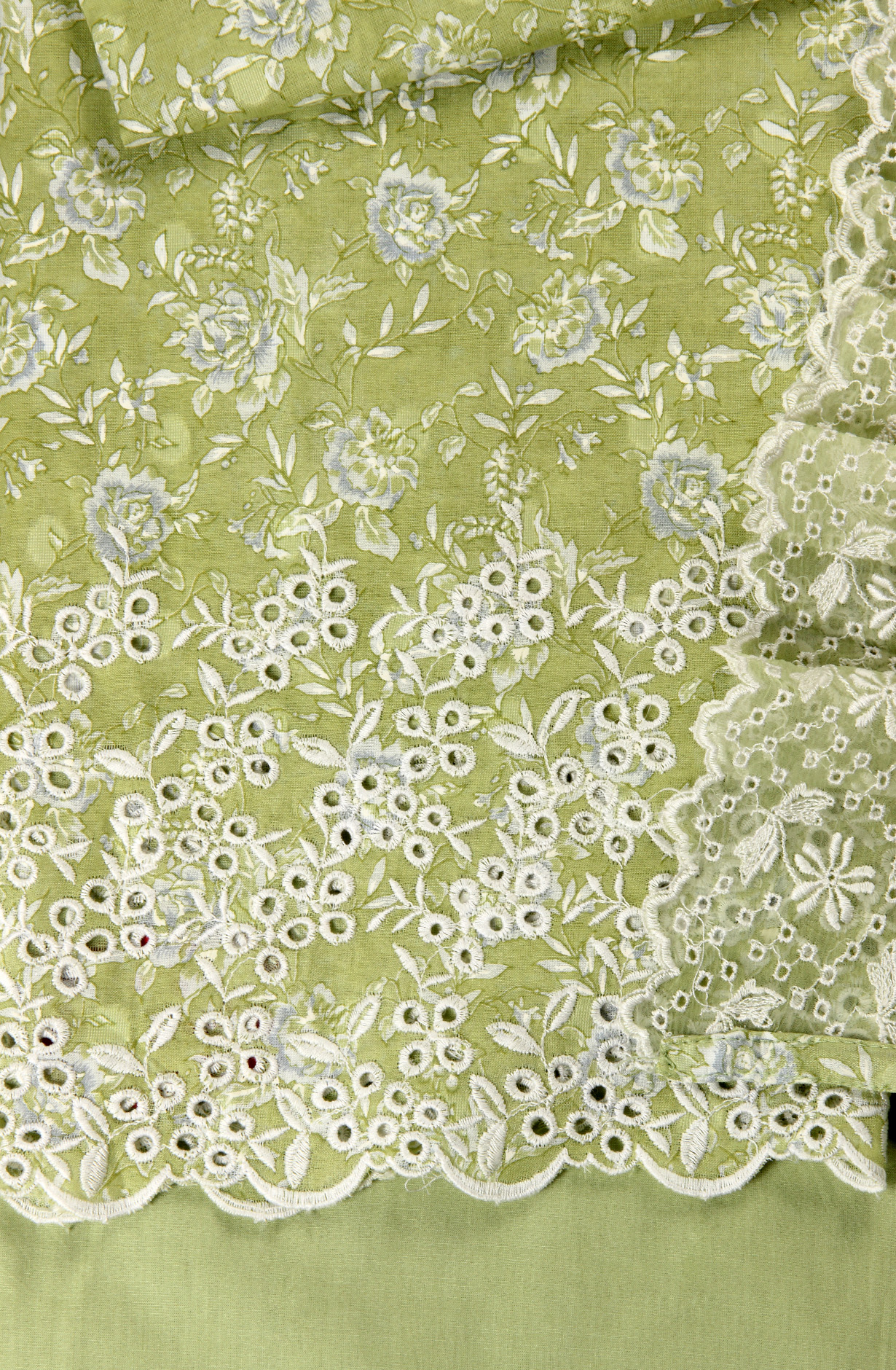 Green Cotton Digital Printed with Embroidery Suit with Chiffon Dupatta - SOCPIM13C