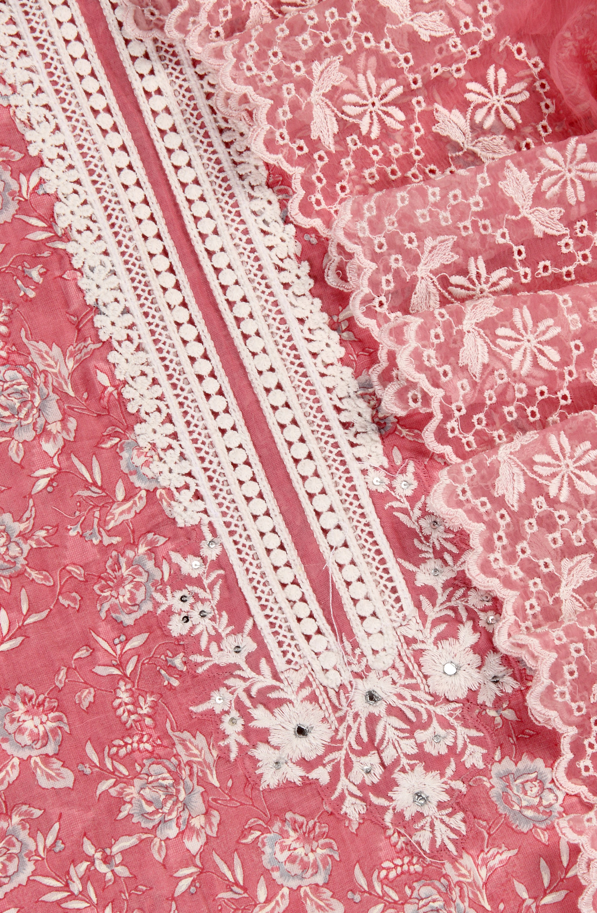 Pink Cotton Digital Printed with Embroidery Suit with Chiffon Dupatta - SOCPIM13D