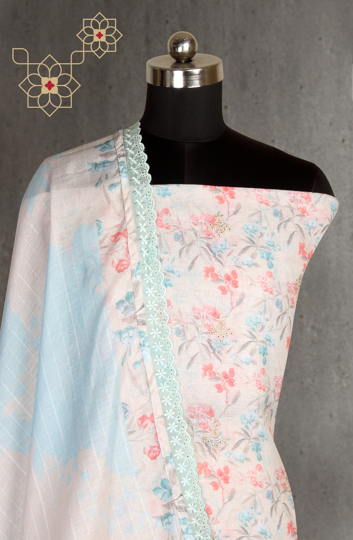 Beige Linen Exclusive Digital Print Suit-sets with Beautiful Dupatta - SOF1736A