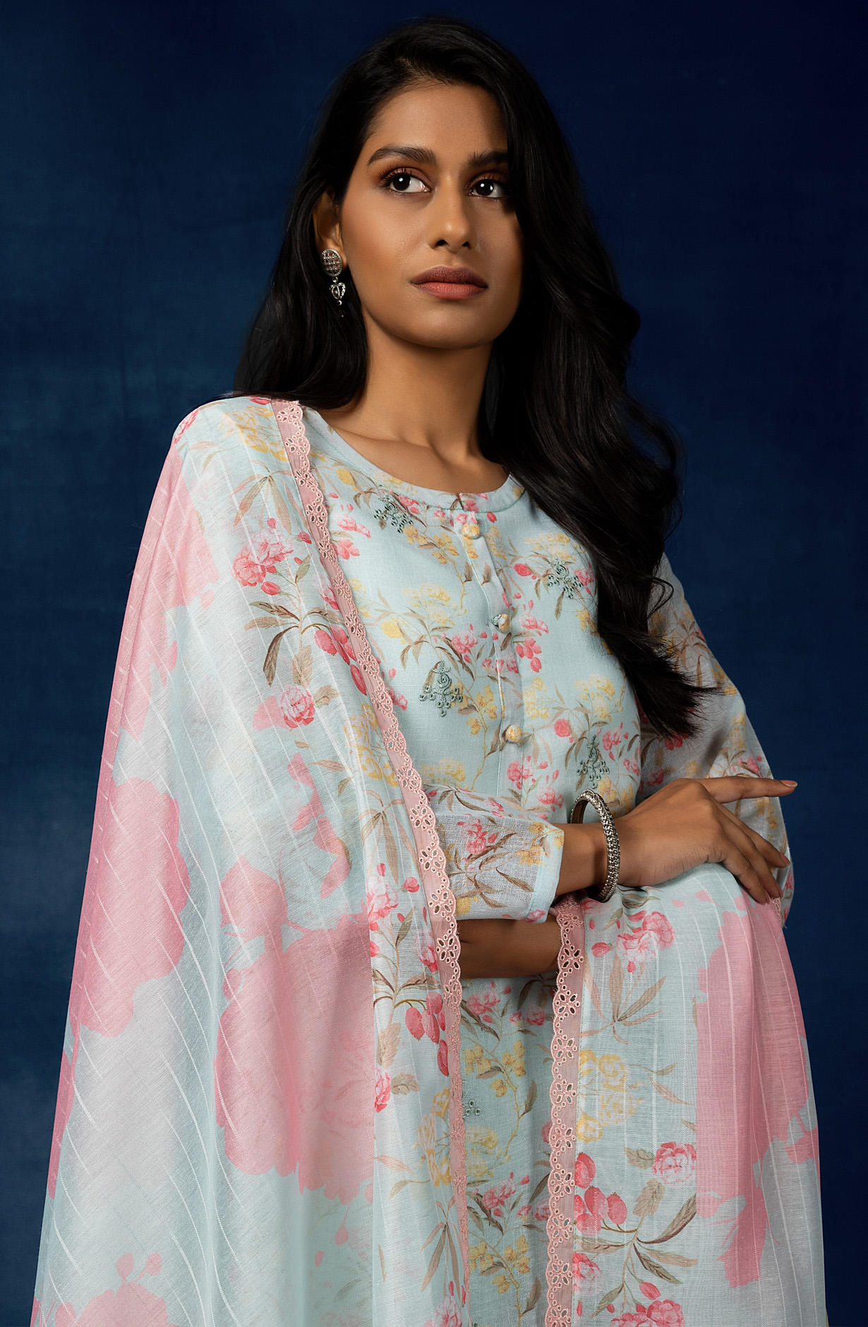 Sea Green Linen Exclusive Digital Print Suit-sets with Beautiful Dupatta - SOF1736B