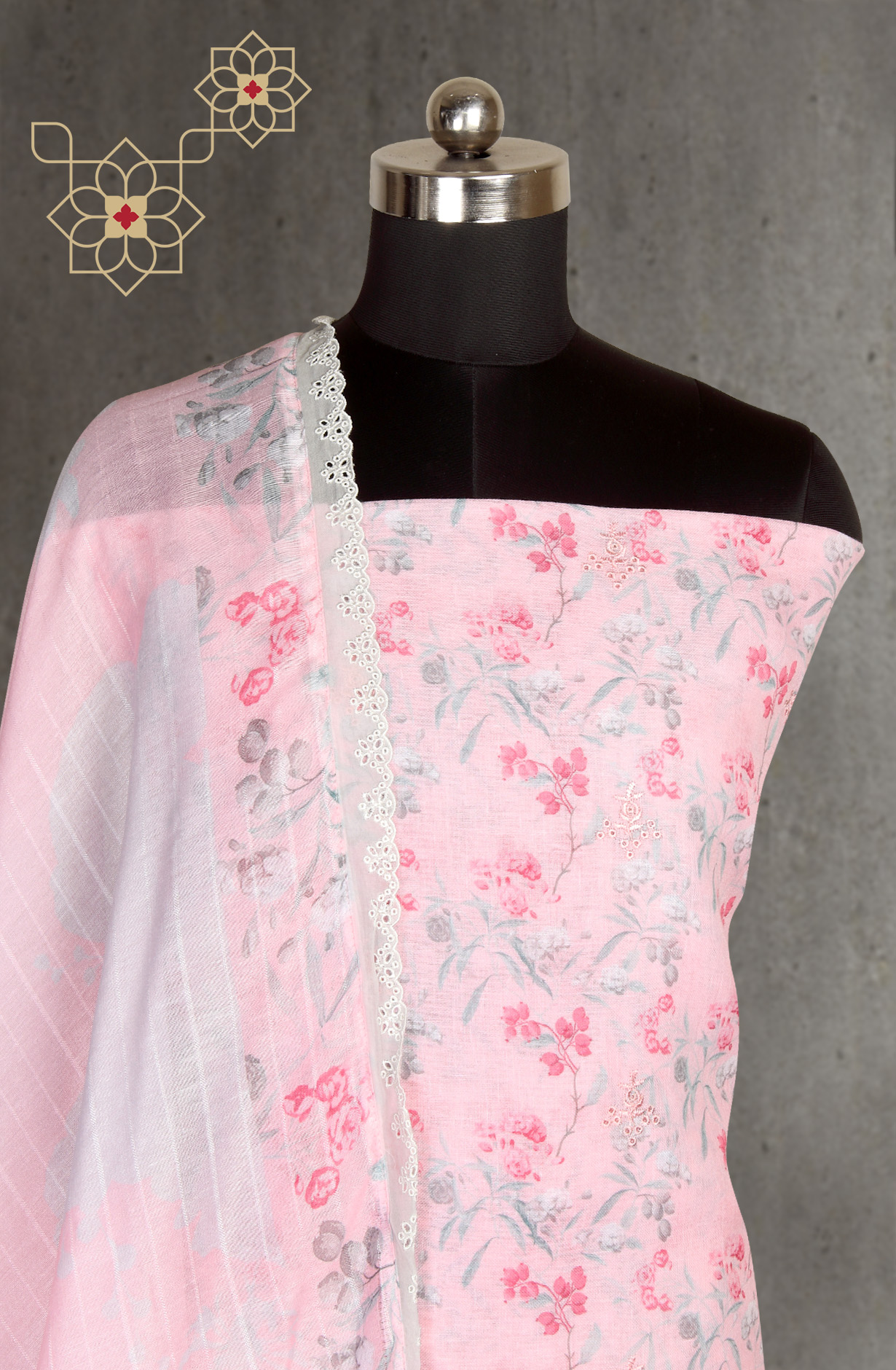 Pink Linen Exclusive Digital Print Suit-sets with Beautiful Dupatta - SOF1736C