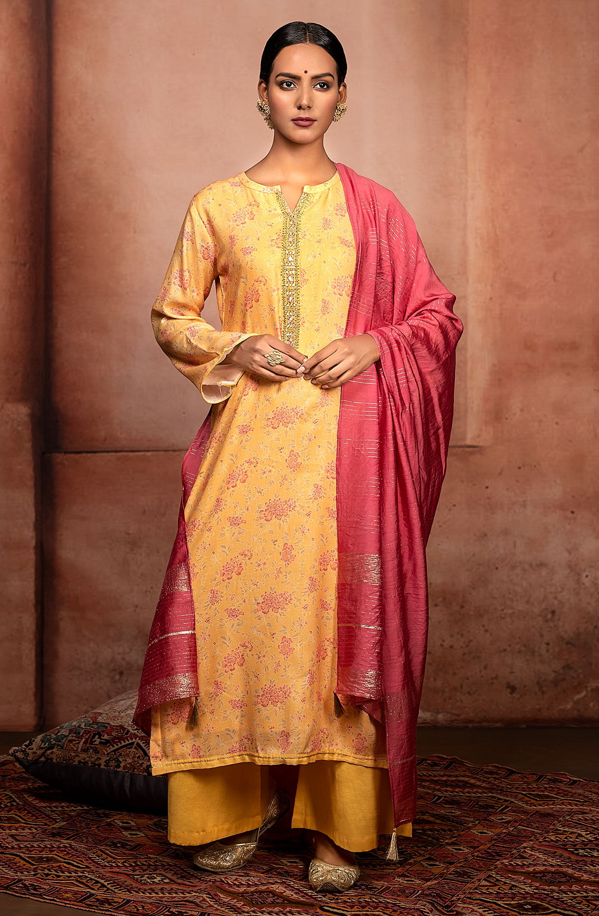 Mustard Yellow Cotton Salwar Kameez with Trendy Dupatta - SOH9127A