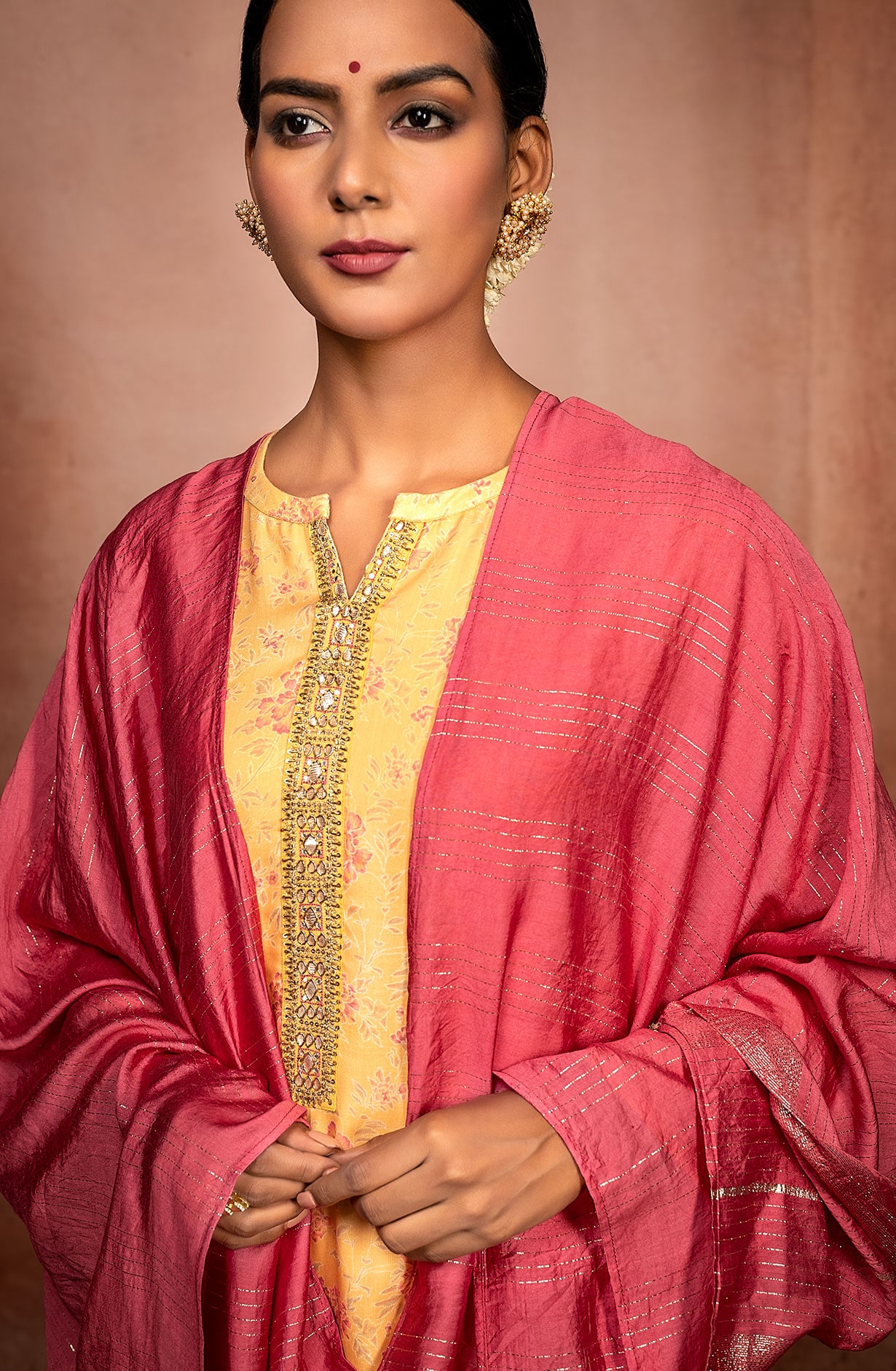 Mustard Yellow Cotton Salwar Kameez with Trendy Dupatta - SOH9127A