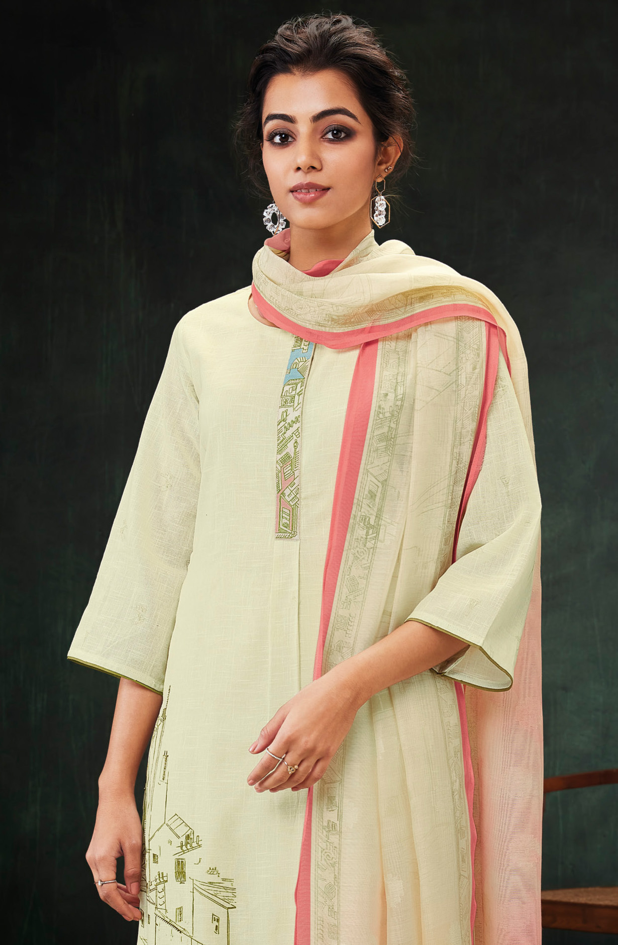 Yellow Linen Unstitched Salwar Suit with Trendy Dupatta - SOHS1656A