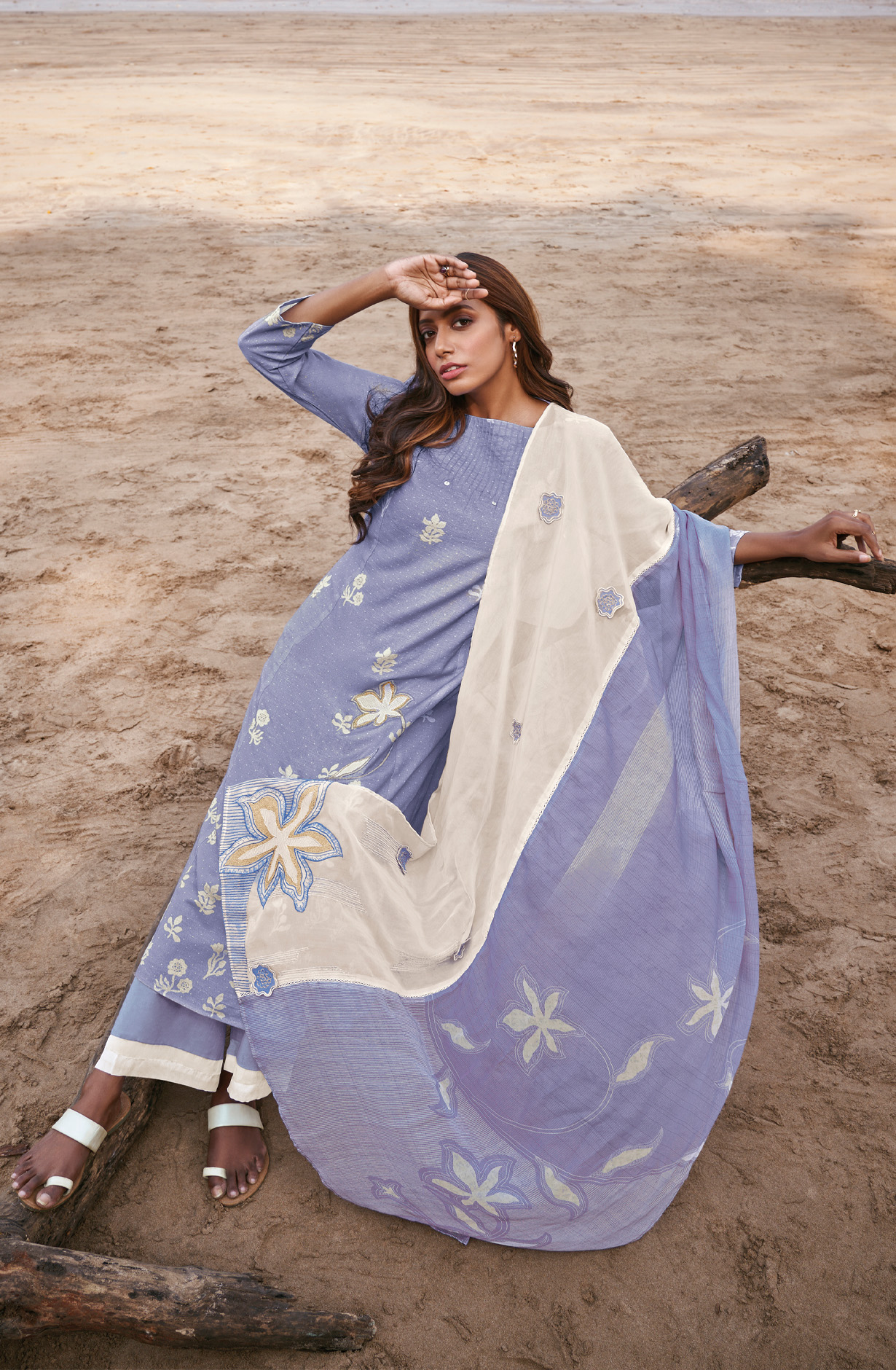 Lavender Linen Digital Printed Unstitched Salwar Kameez - SOM365