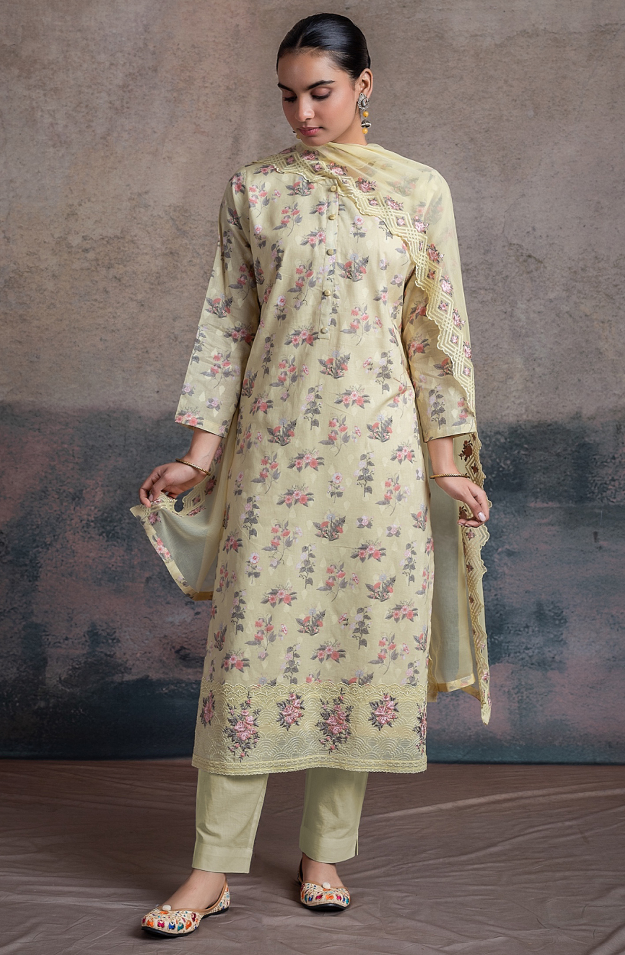 Mustard Cotton Digital Printed Suit with Dupatta - SOR2498B