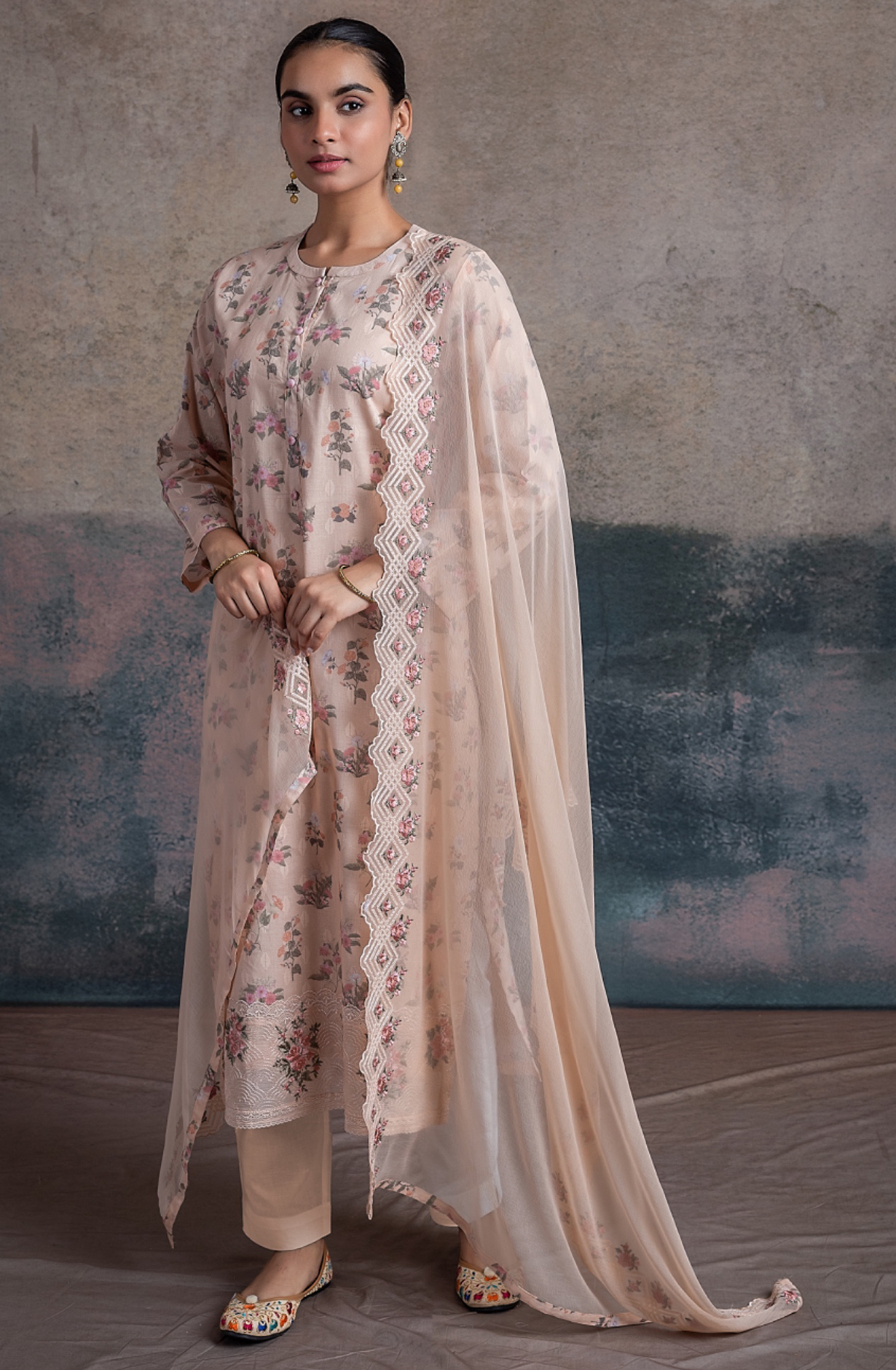 Peach Cotton Digital Printed Suit with Dupatta - SOR2498C