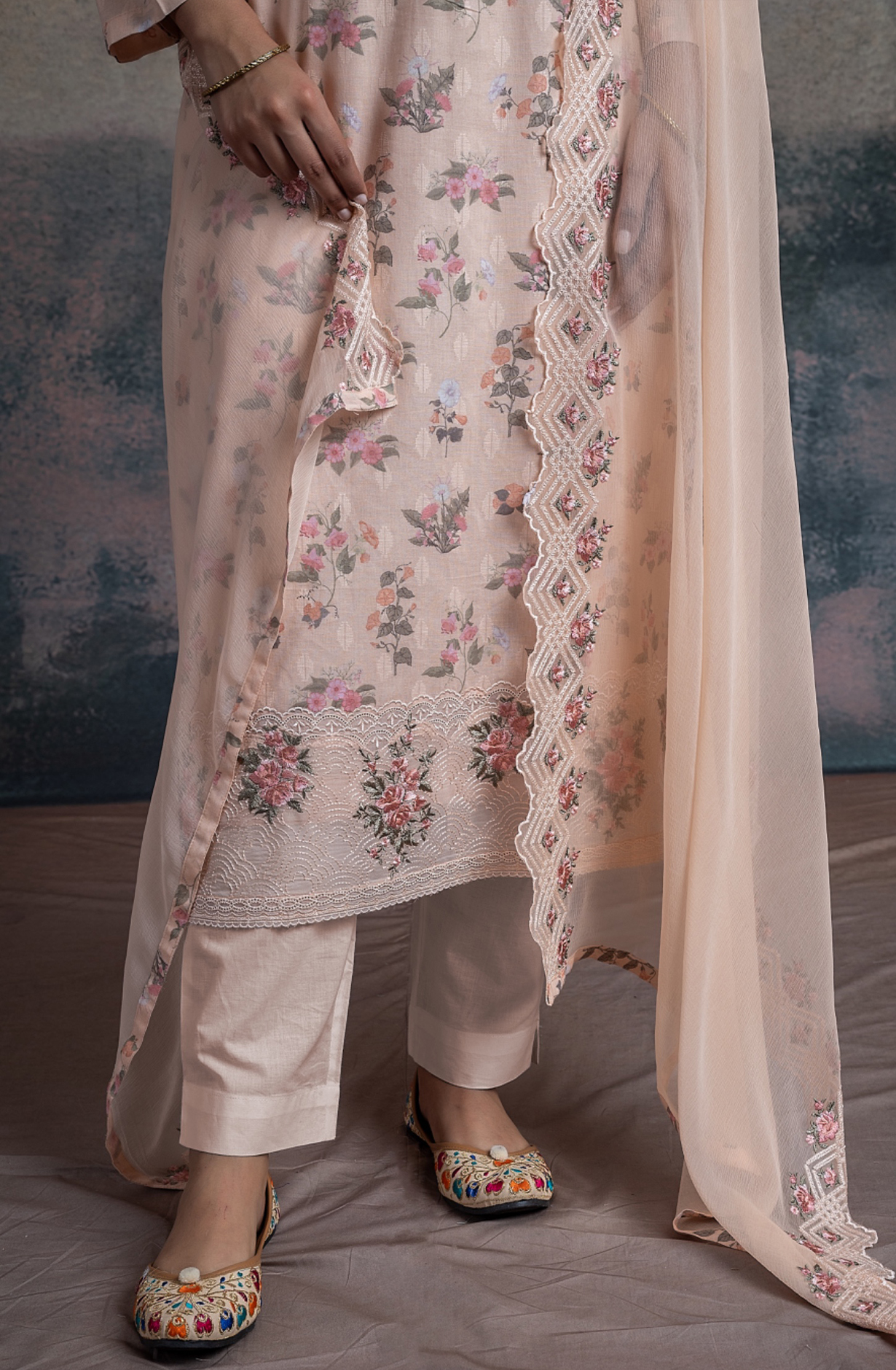 Peach Cotton Digital Printed Suit with Dupatta - SOR2498C