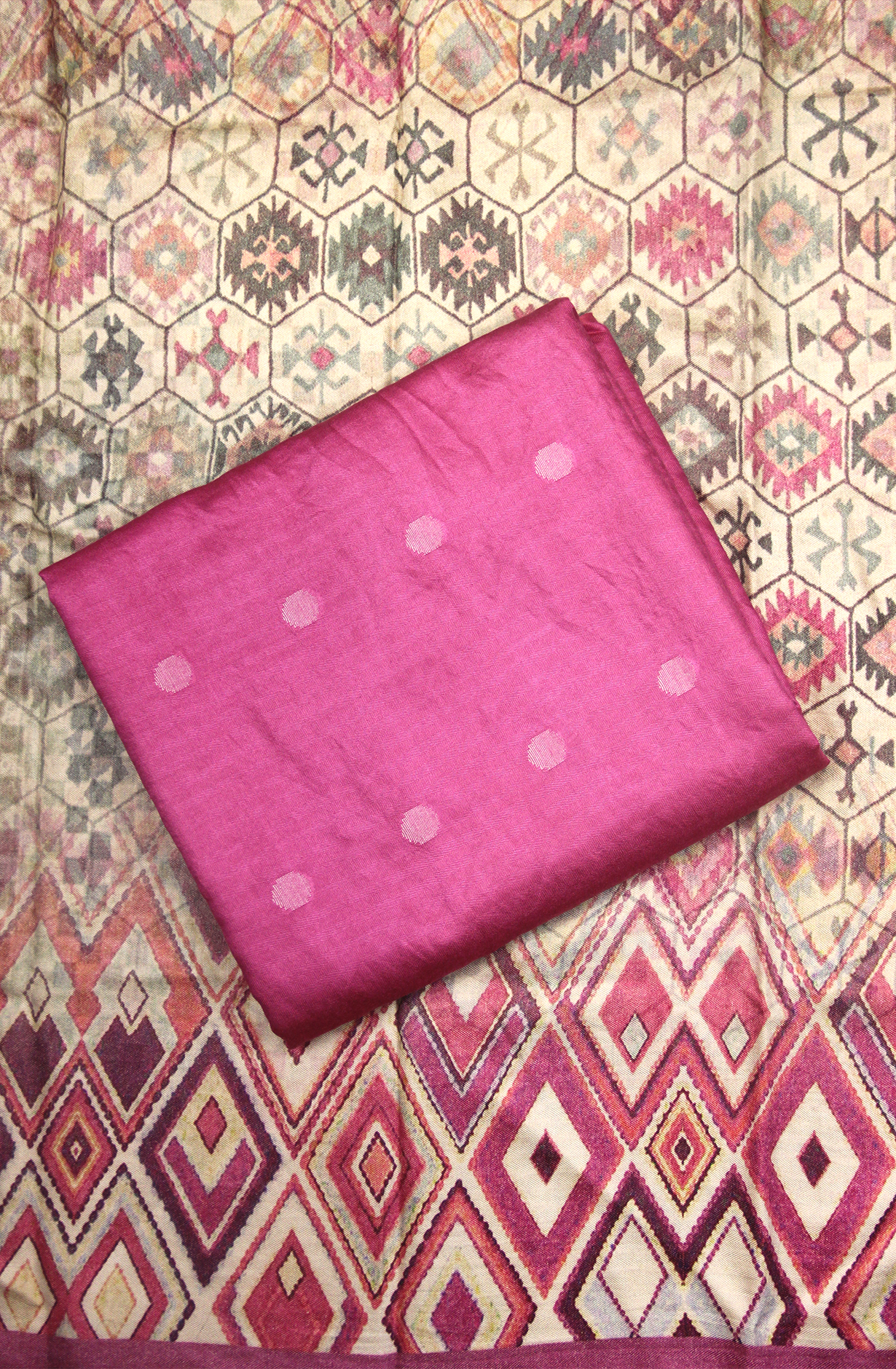 Magenta Pashmina Suit Set with Beautiful Pashmina Dupatta - SPUWE-50D