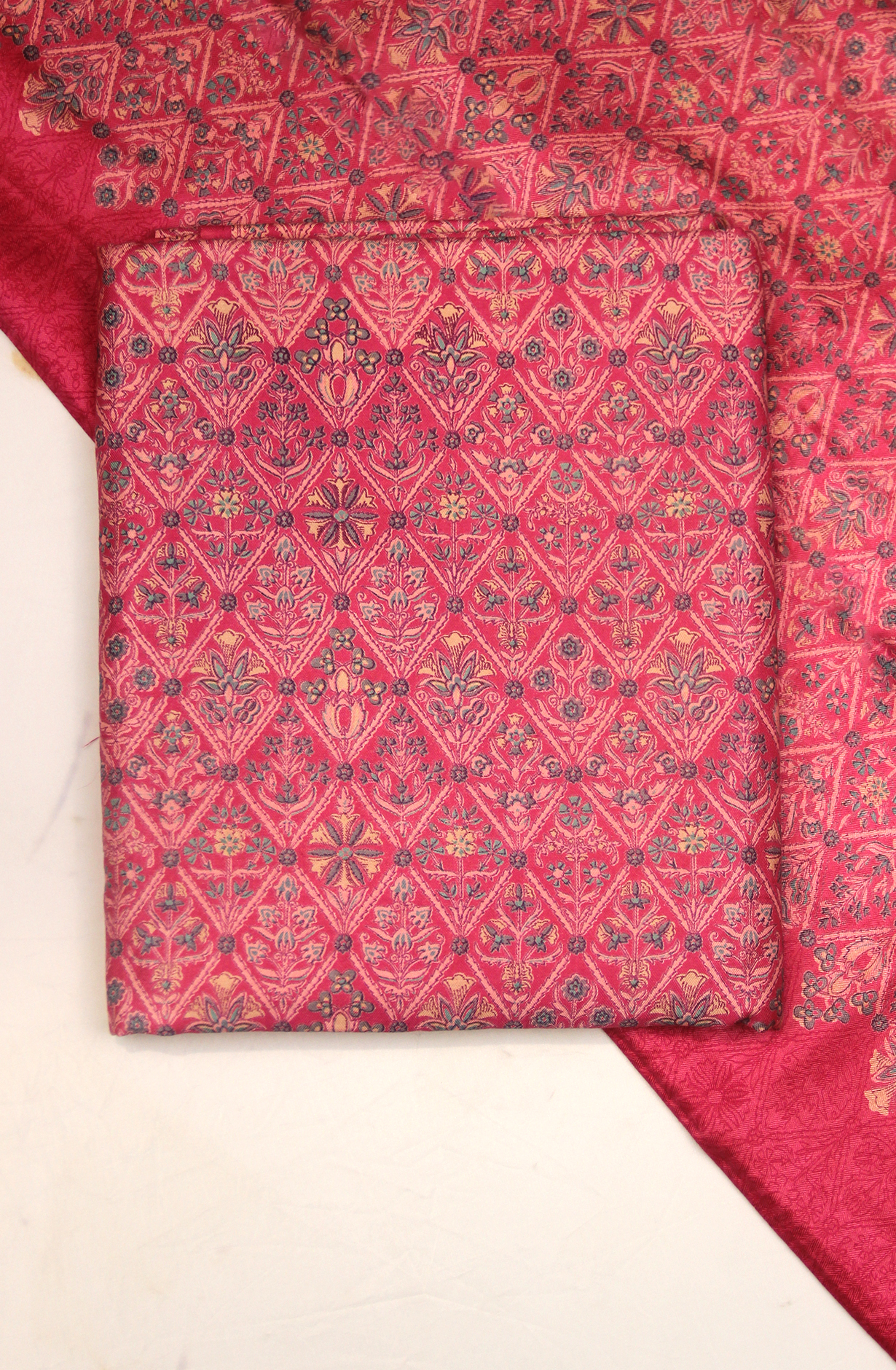 Magenta Spun Printed Suit Set with Beautiful Pashmina Dupatta - SPUWE-54A