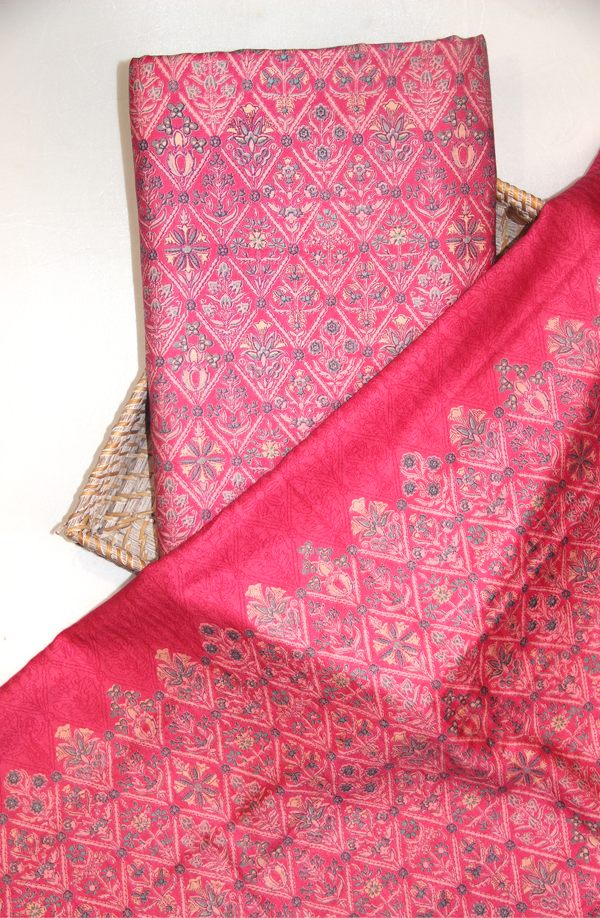 Magenta Spun Printed Suit Set with Beautiful Pashmina Dupatta - SPUWE-54A