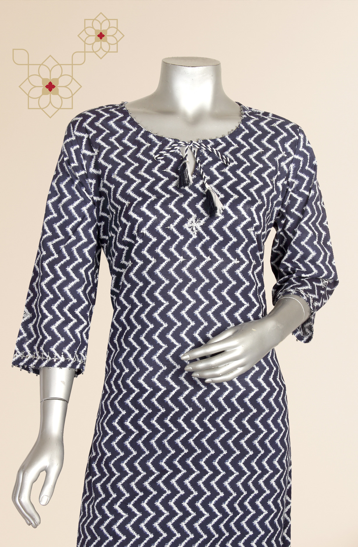 Ready-to-Wear Blue Cotton Kurti Pant Set with Dupatta - SRMR79060F