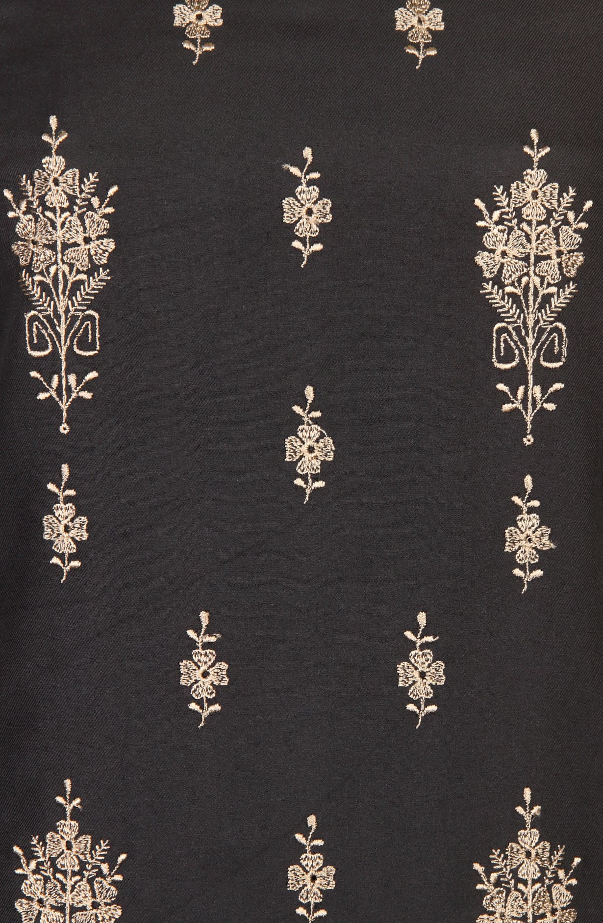Black Exclusive Pure Pashmina with Schiffli Embroidery Unstitched Suit-sets - STHNS12530B