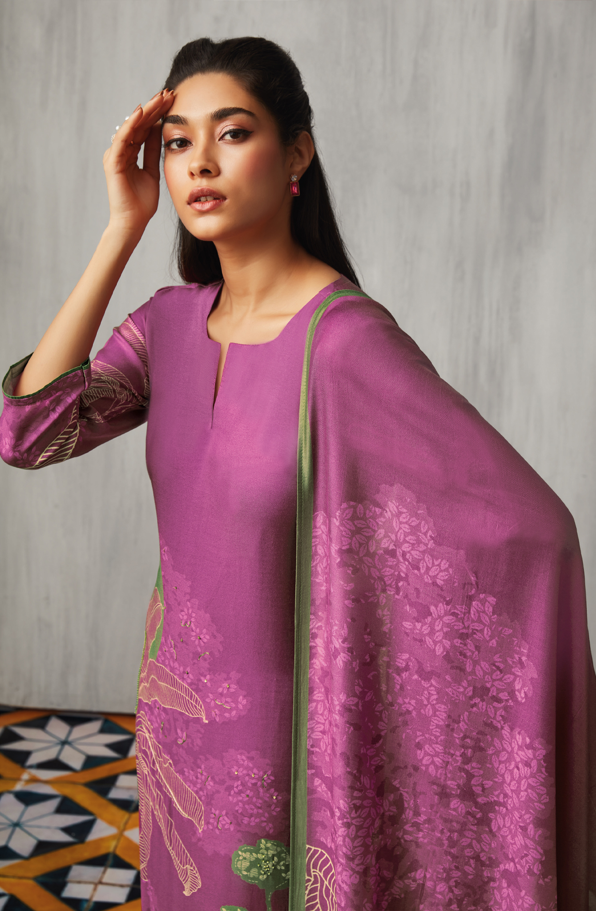 Magenta Beautiful Pashmina Printed Salwar Suit with Dupatta - SUGC1559