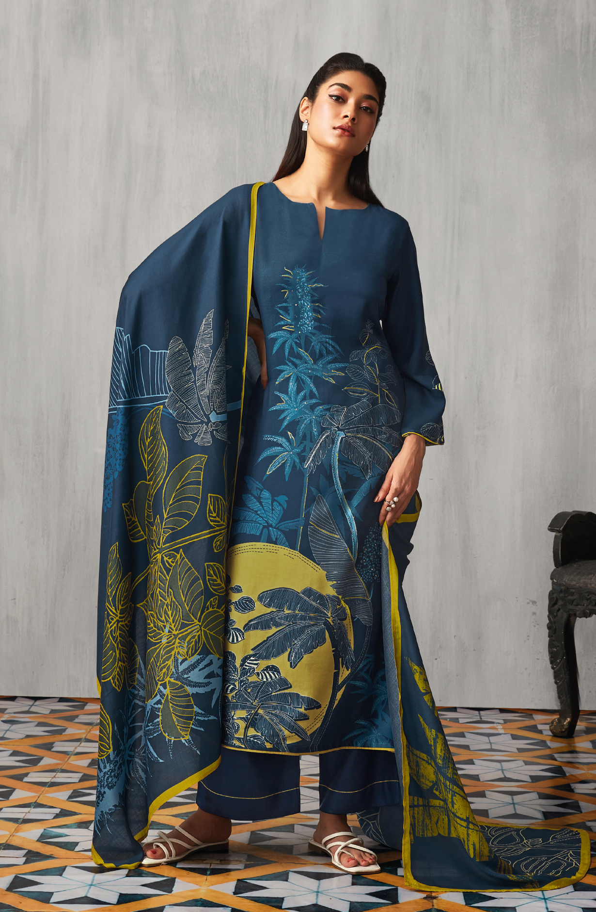 Teal Beautiful Pashmina Printed Salwar Suit with Dupatta - SUGC1561