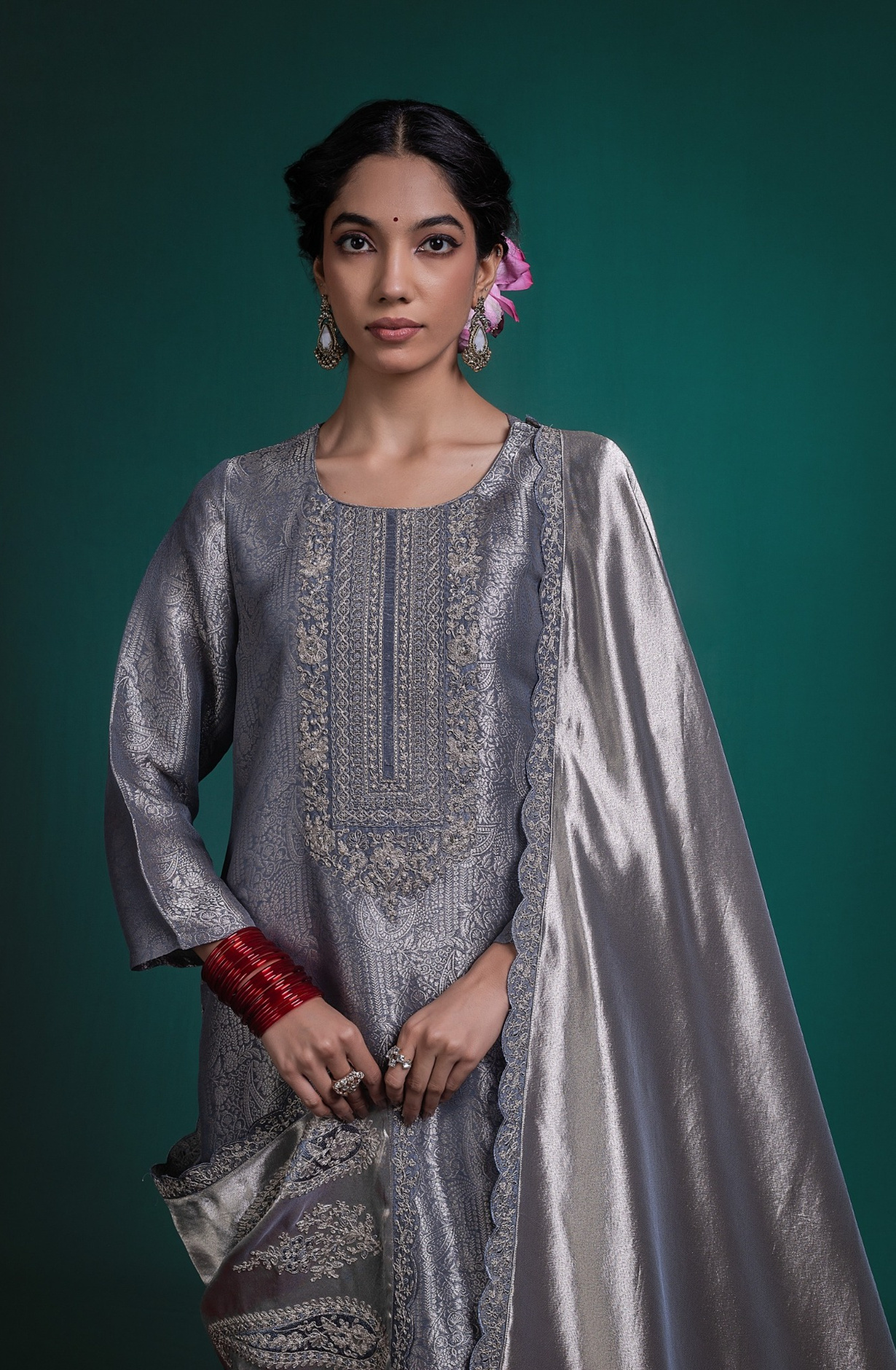 Blue Pure silk Unstitched Suit Set with Beautiful Dupatta - SHANSK127B