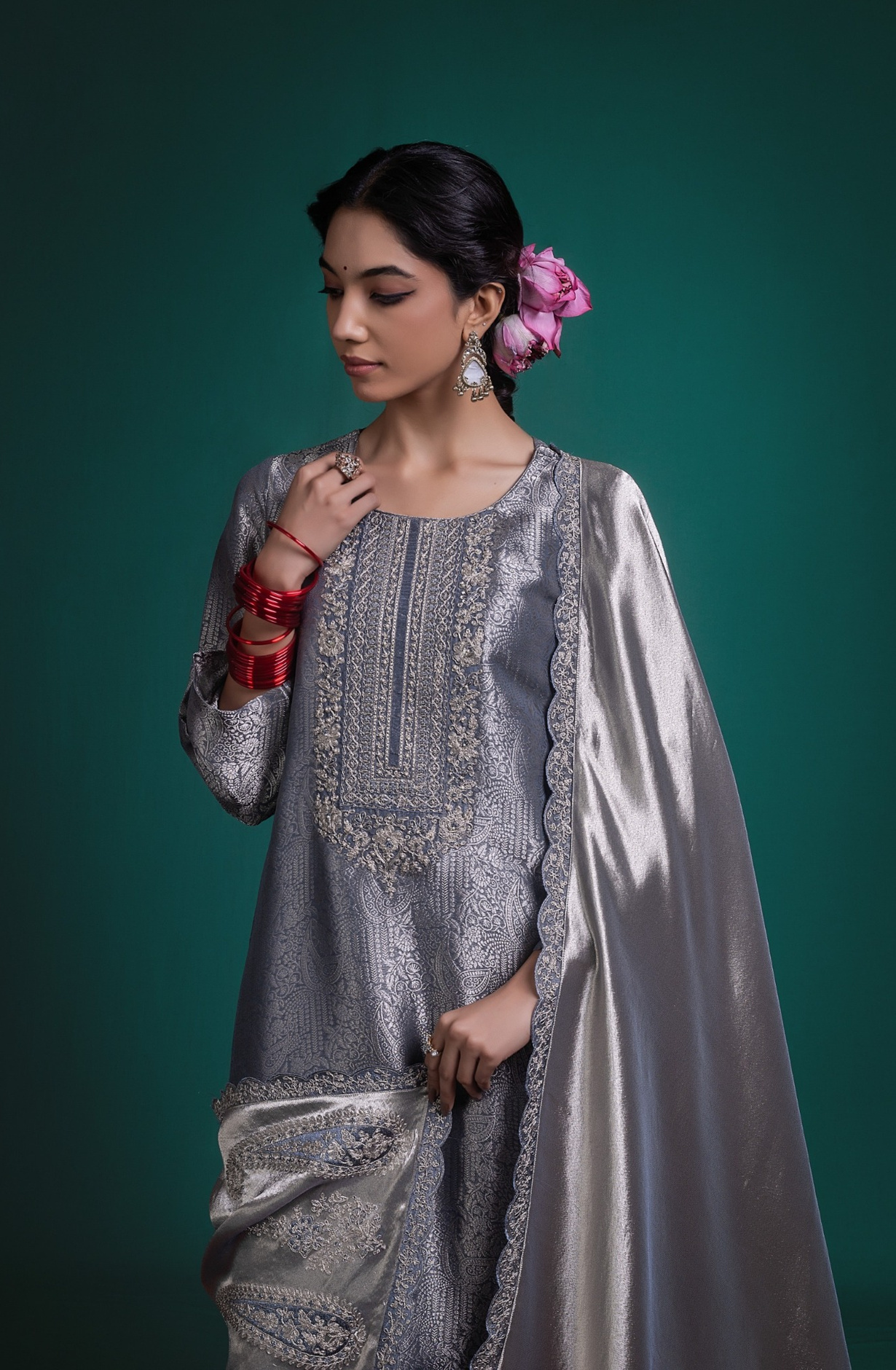 Blue Pure silk Unstitched Suit Set with Beautiful Dupatta - SHANSK127B